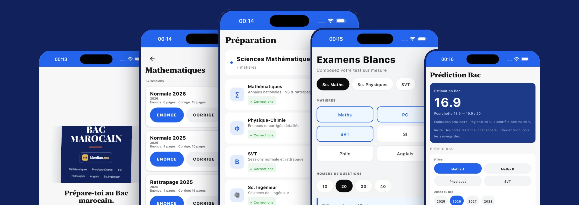 L'application MonBac.ma : annales du Bac marocain corrigées, examens blancs chronométrés et estimation de la note au Bac.