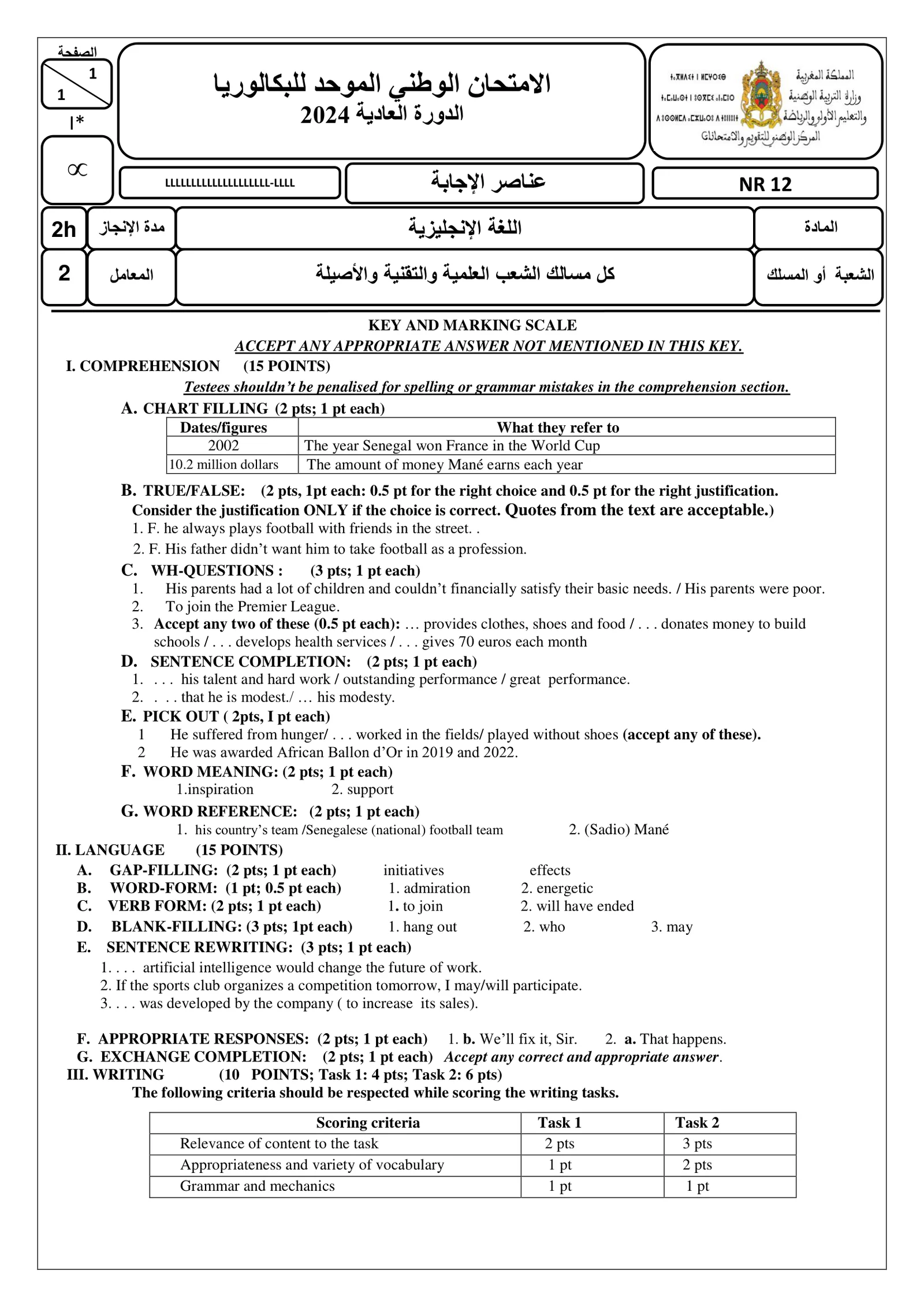 Sujet Anglais Bac PC 2024 page 6