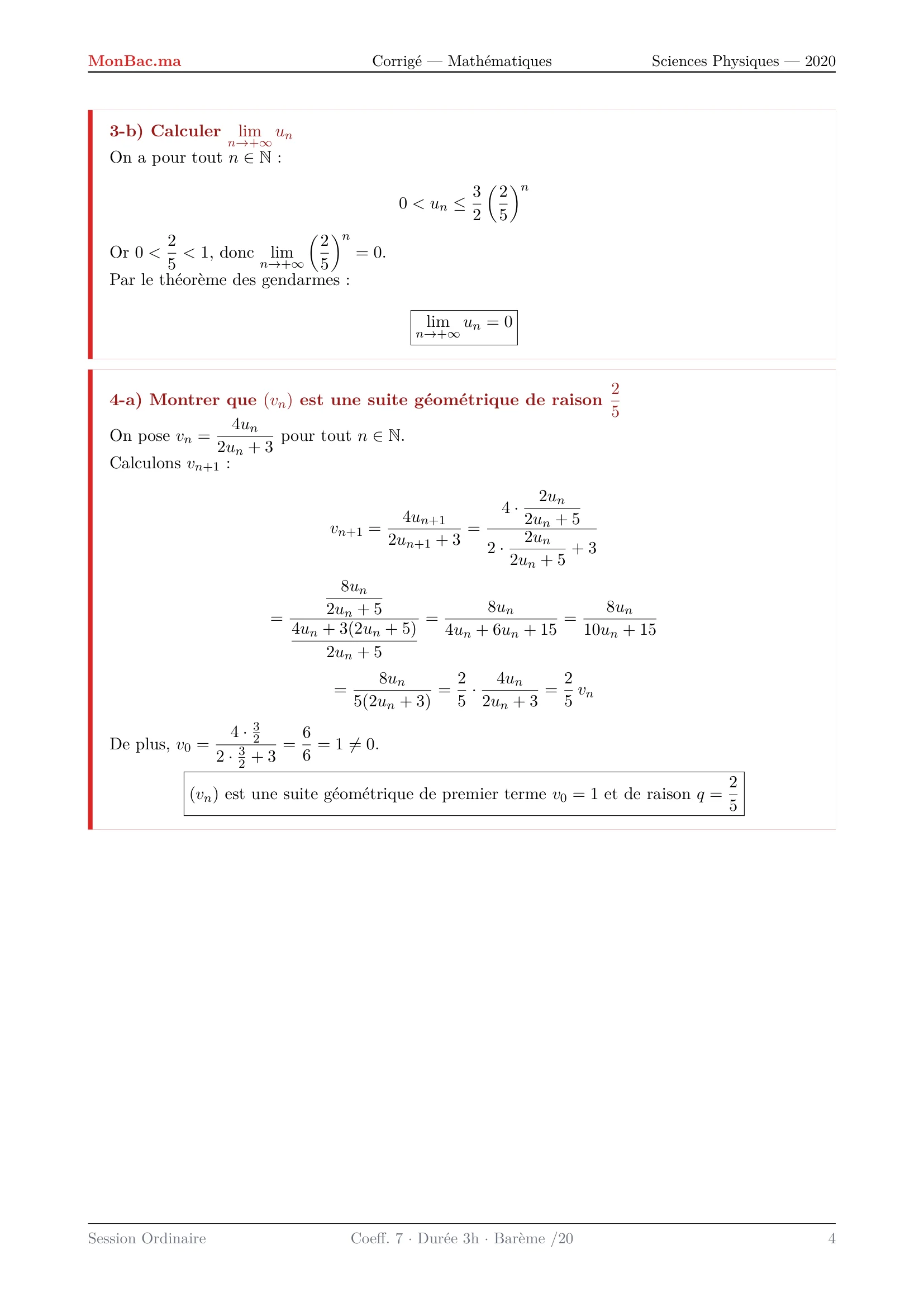 Corrige Math Bac PC 2020 page 4