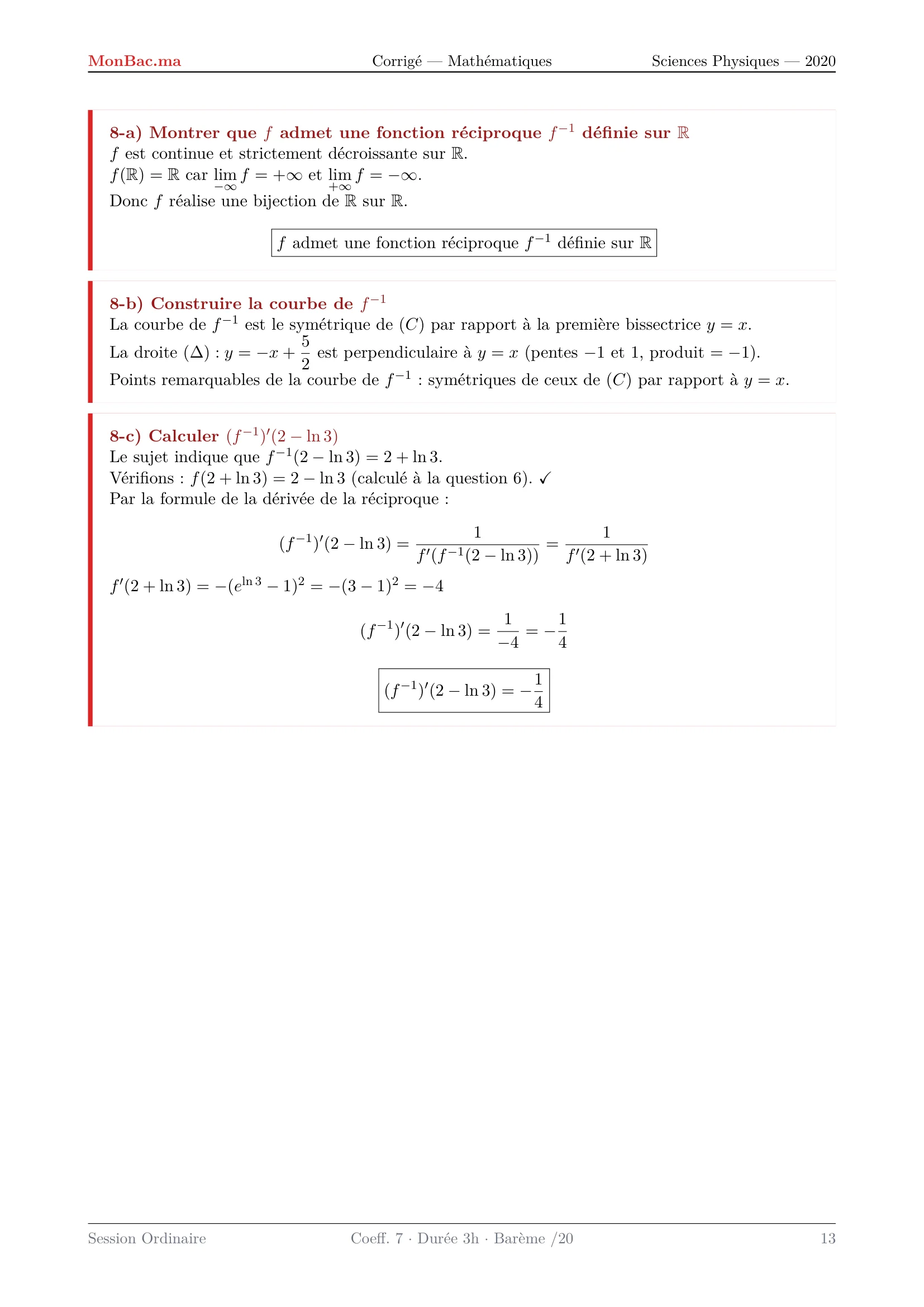 Corrige Math Bac PC 2020 page 13