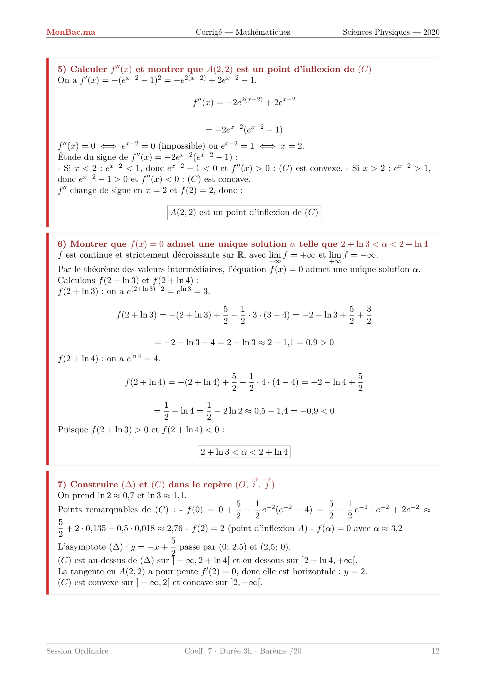 Corrige Math Bac PC 2020 page 12