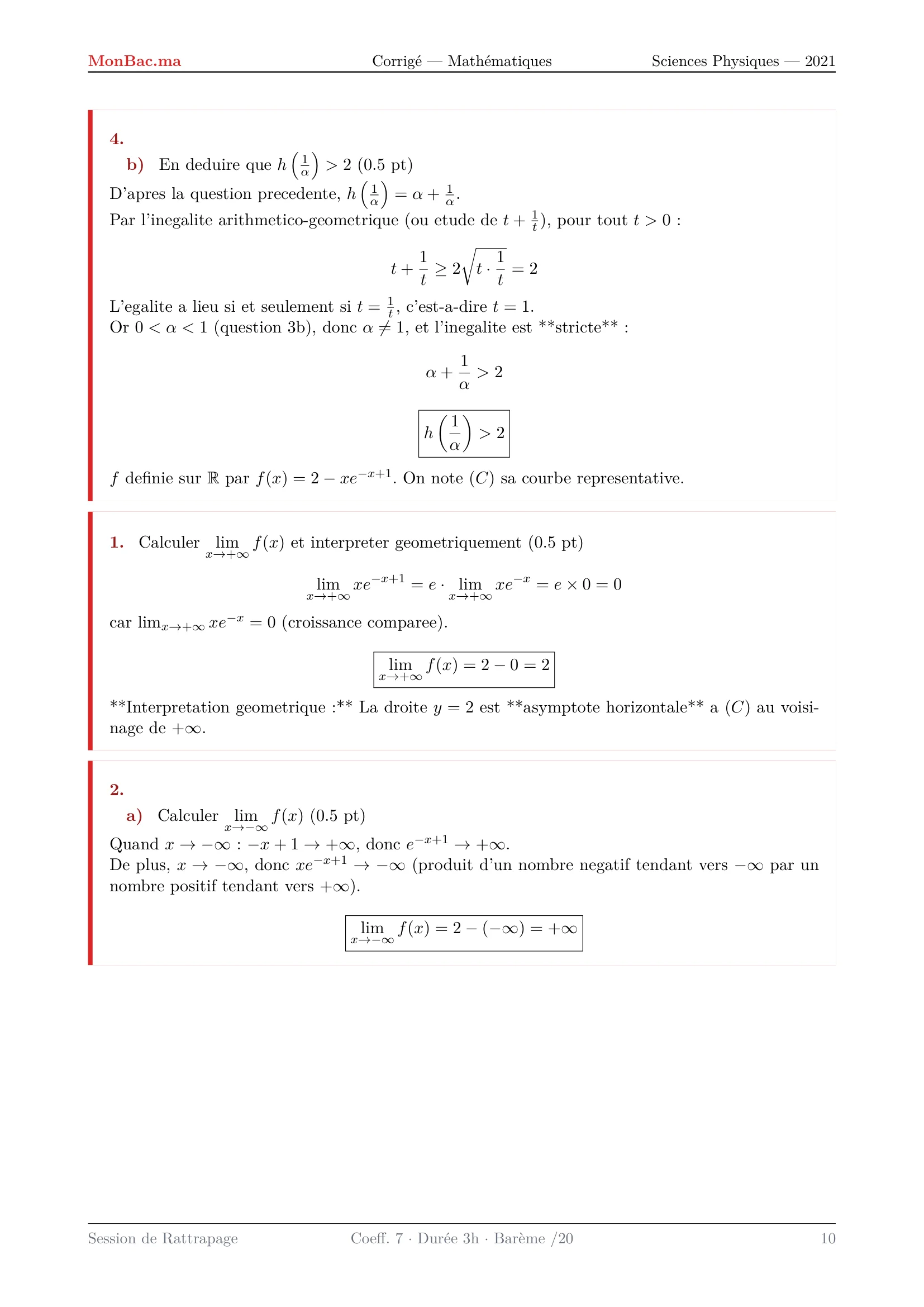 Corrige Math Bac PC 2021 page 10