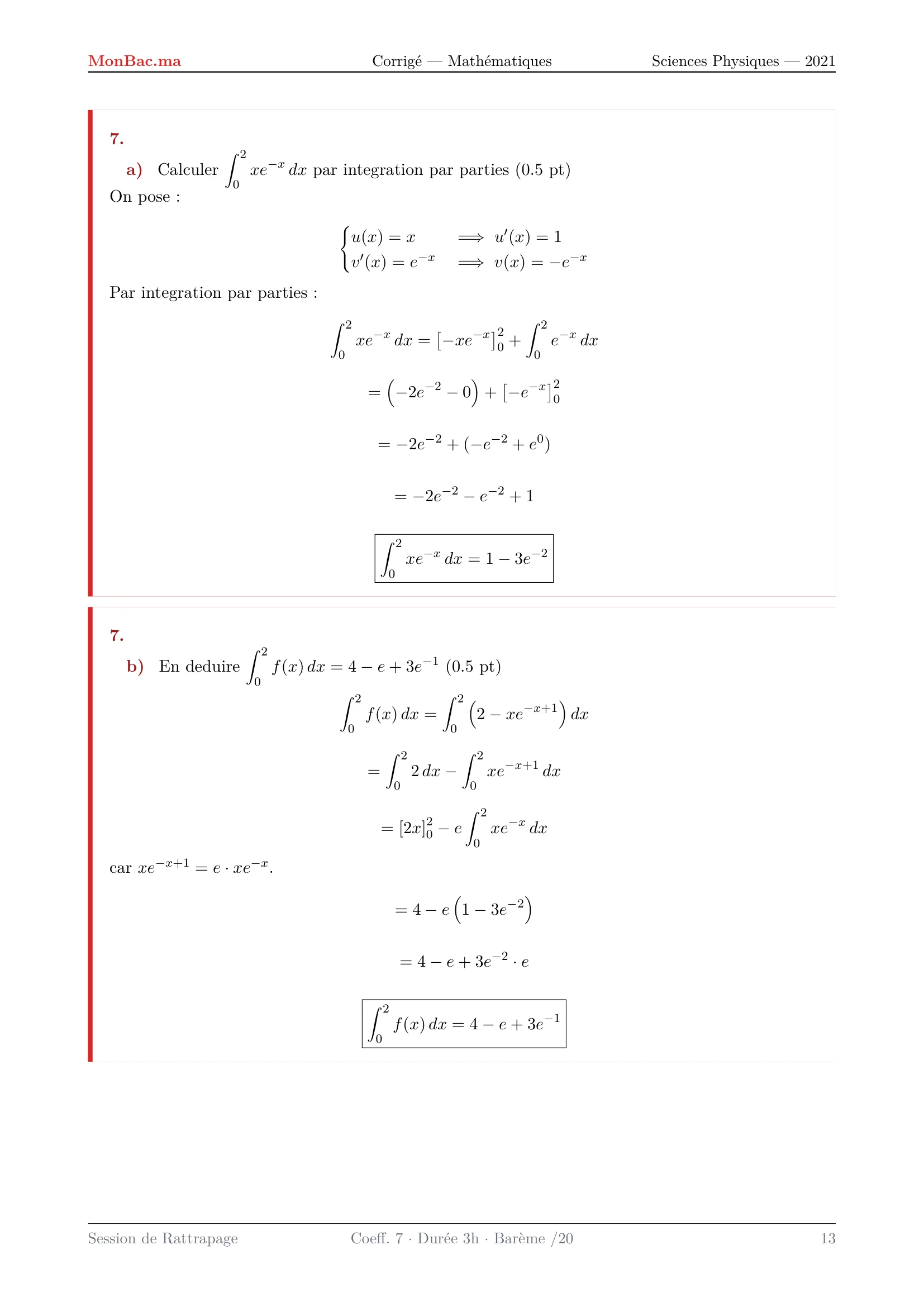 Corrige Math Bac PC 2021 page 13