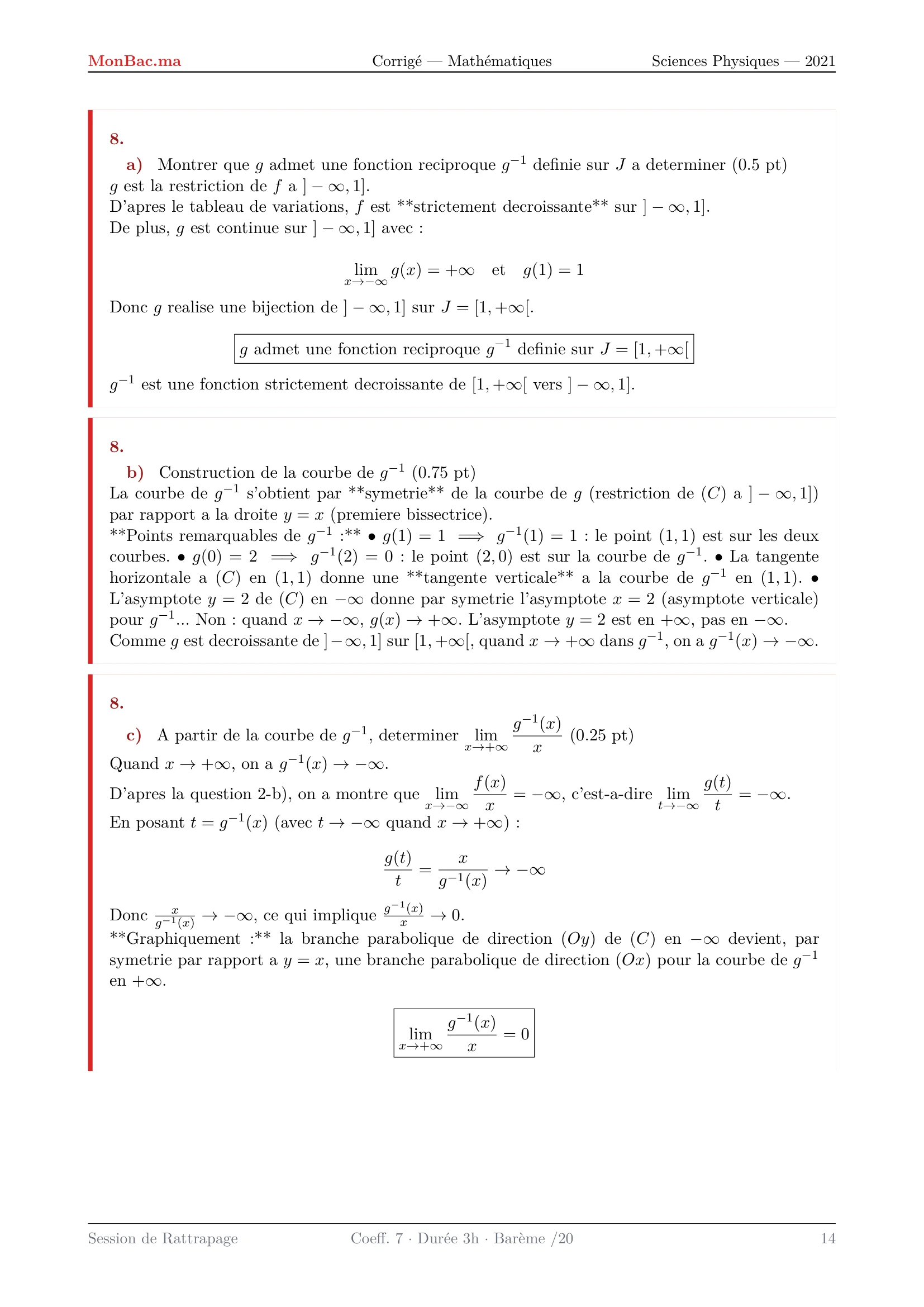 Corrige Math Bac PC 2021 page 14