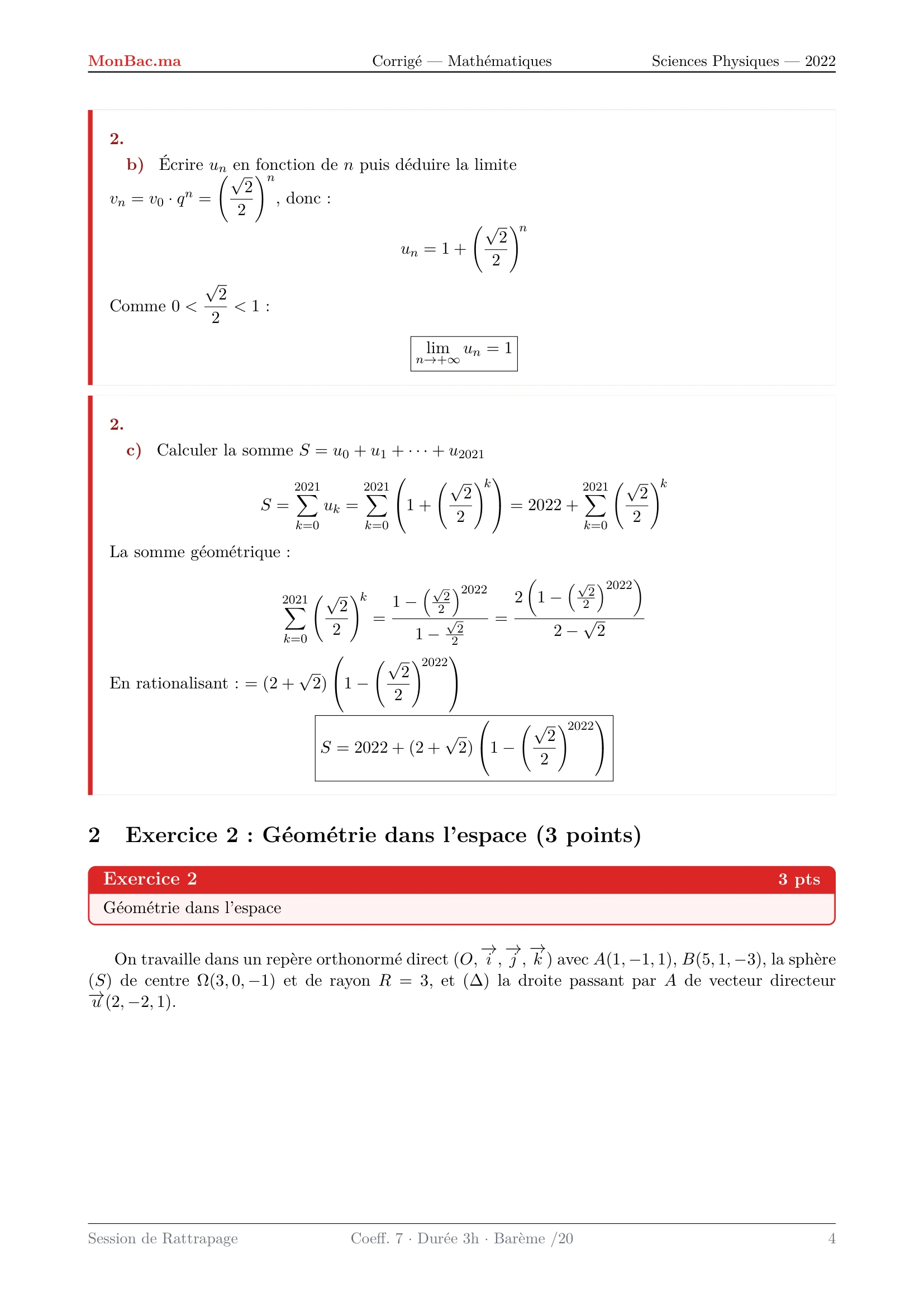 Corrige Math Bac PC 2022 page 4