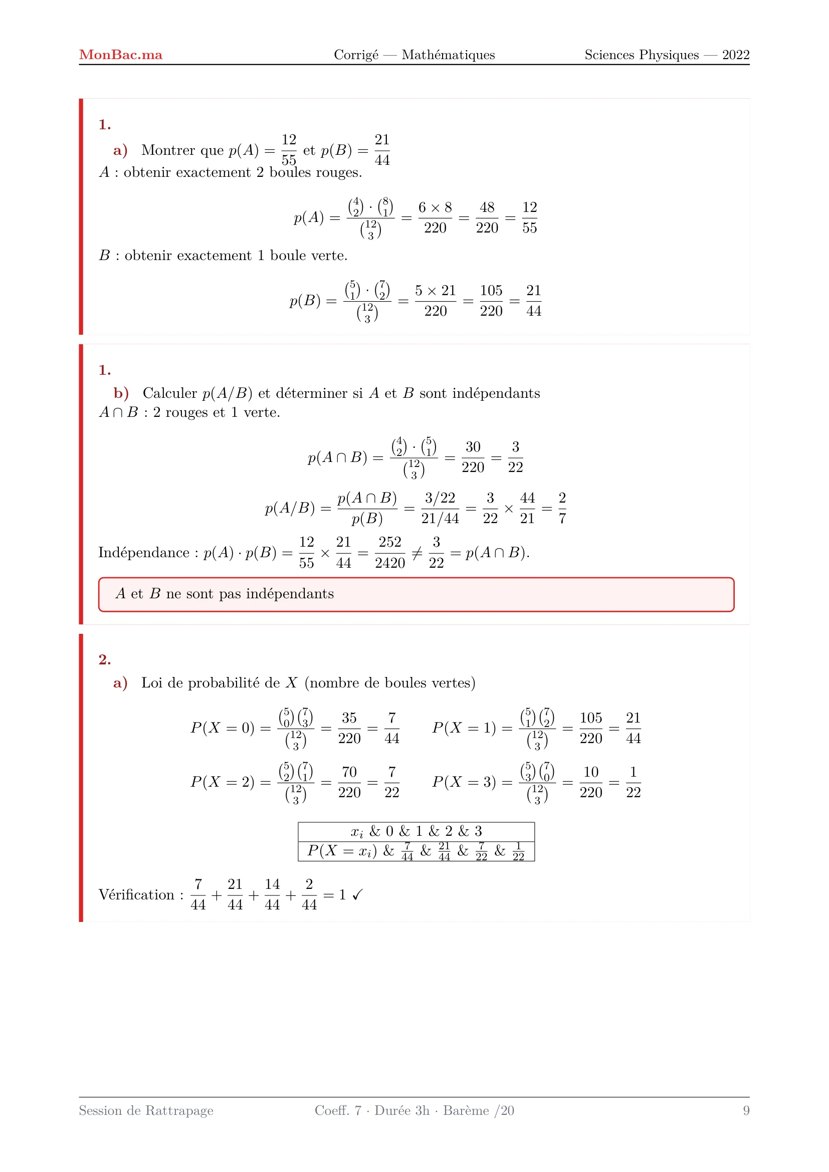 Corrige Math Bac PC 2022 page 9