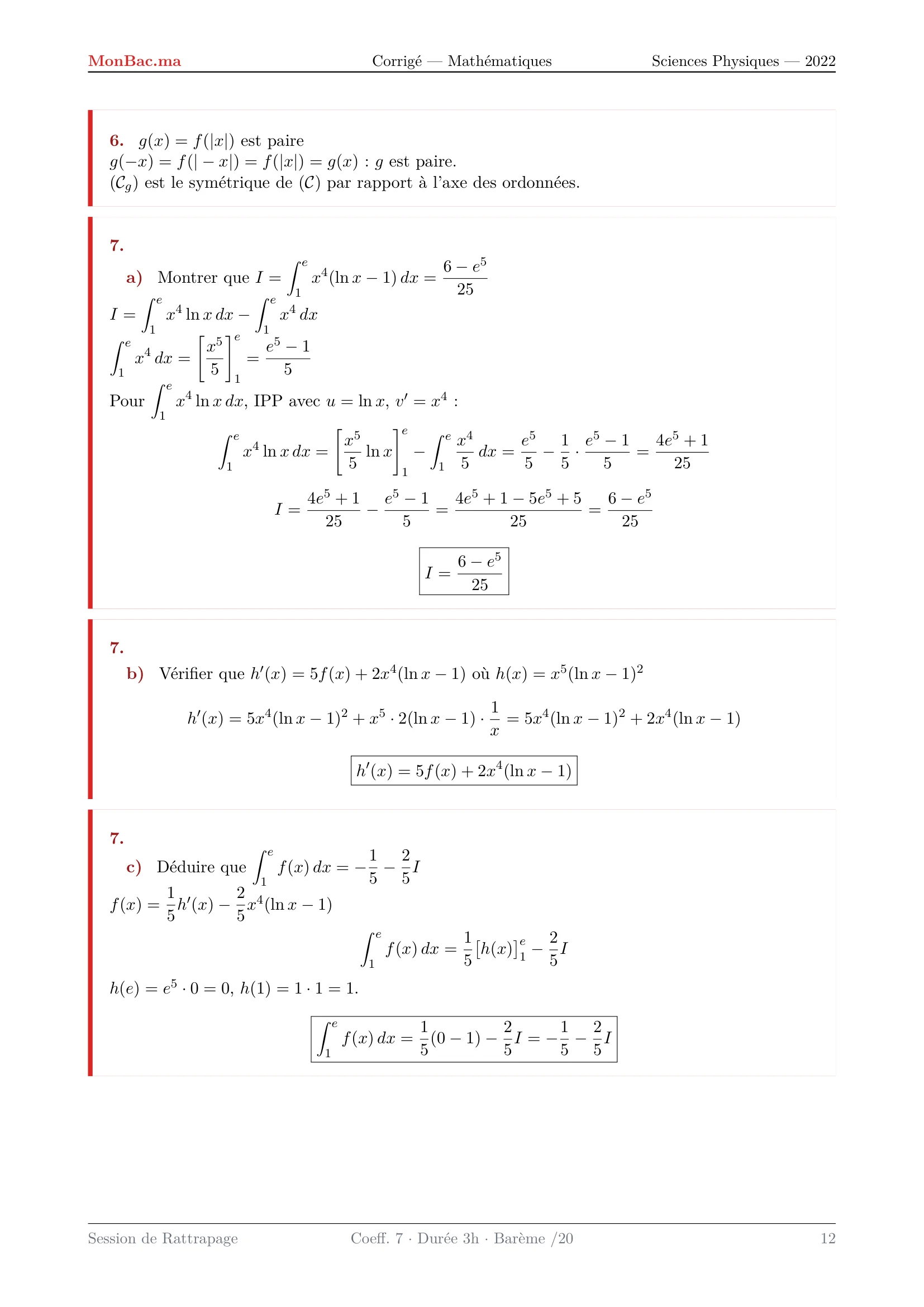 Corrige Math Bac PC 2022 page 12