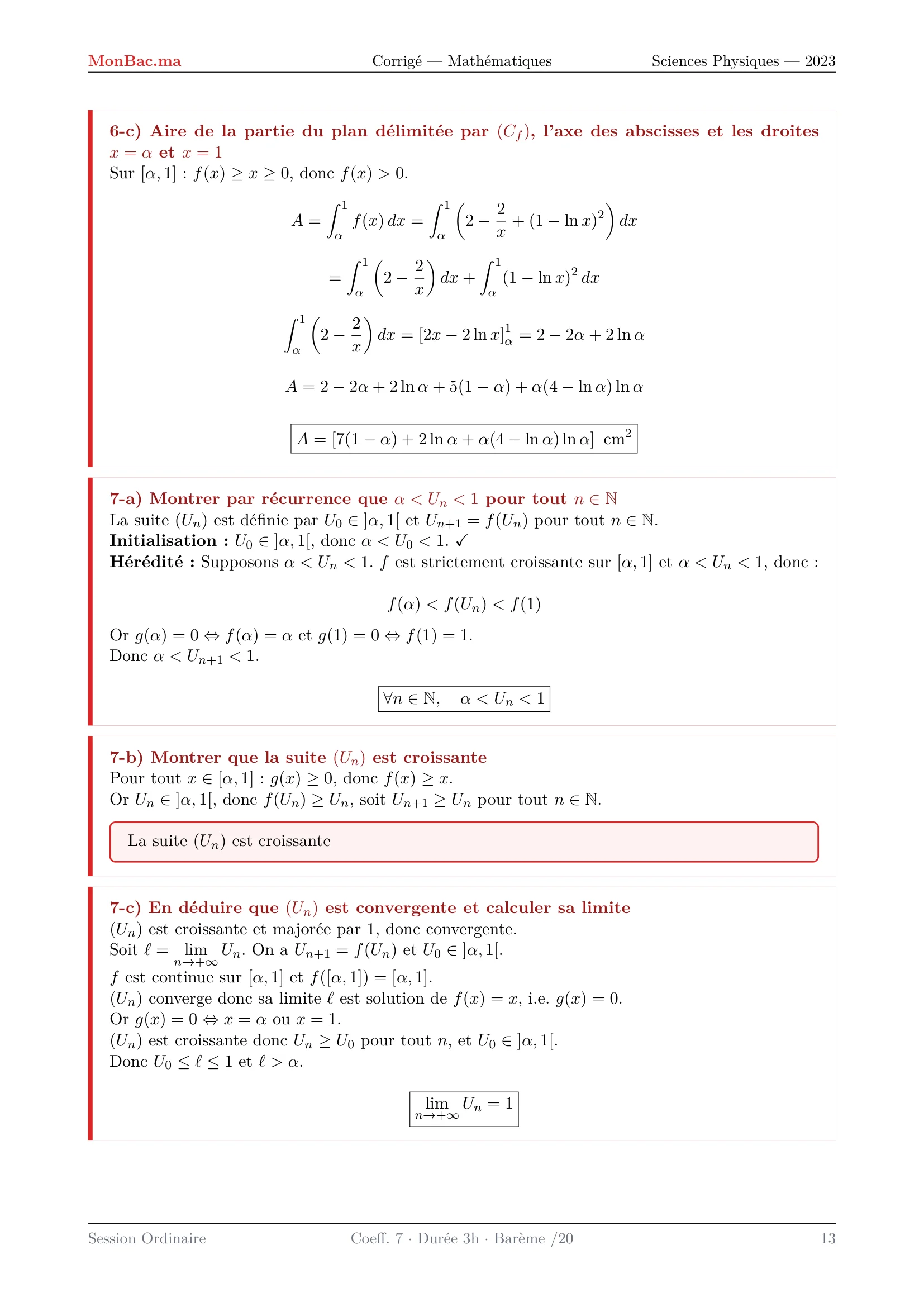 Corrige Math Bac PC 2023 page 13
