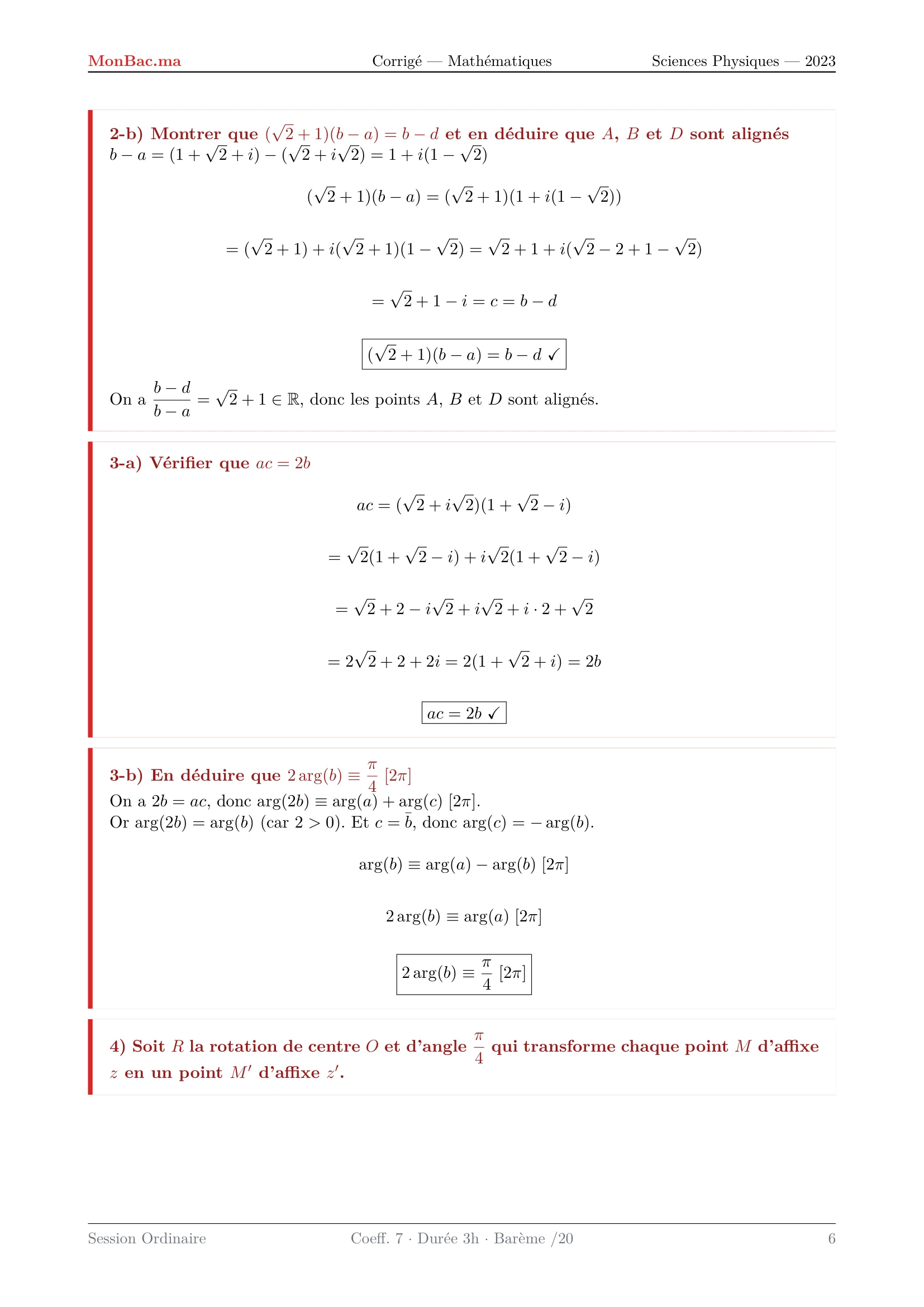 Corrige Math Bac PC 2023 page 6