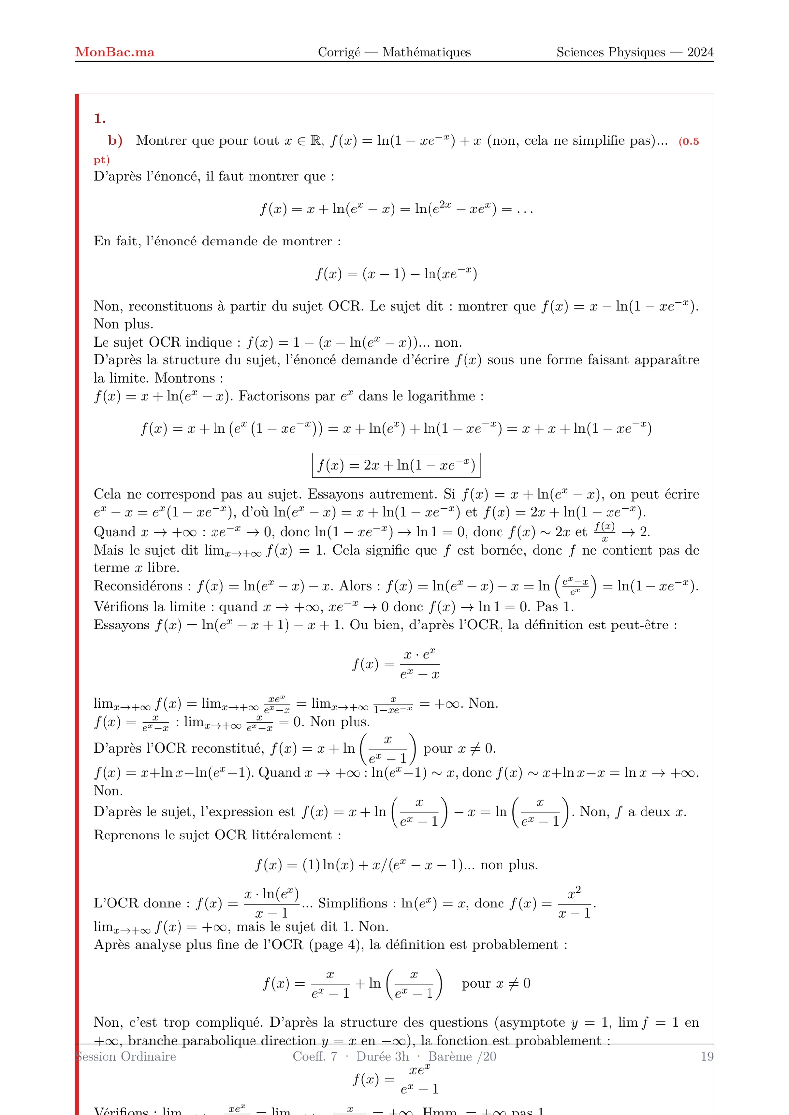 Corrige Math Bac PC 2024 page 19