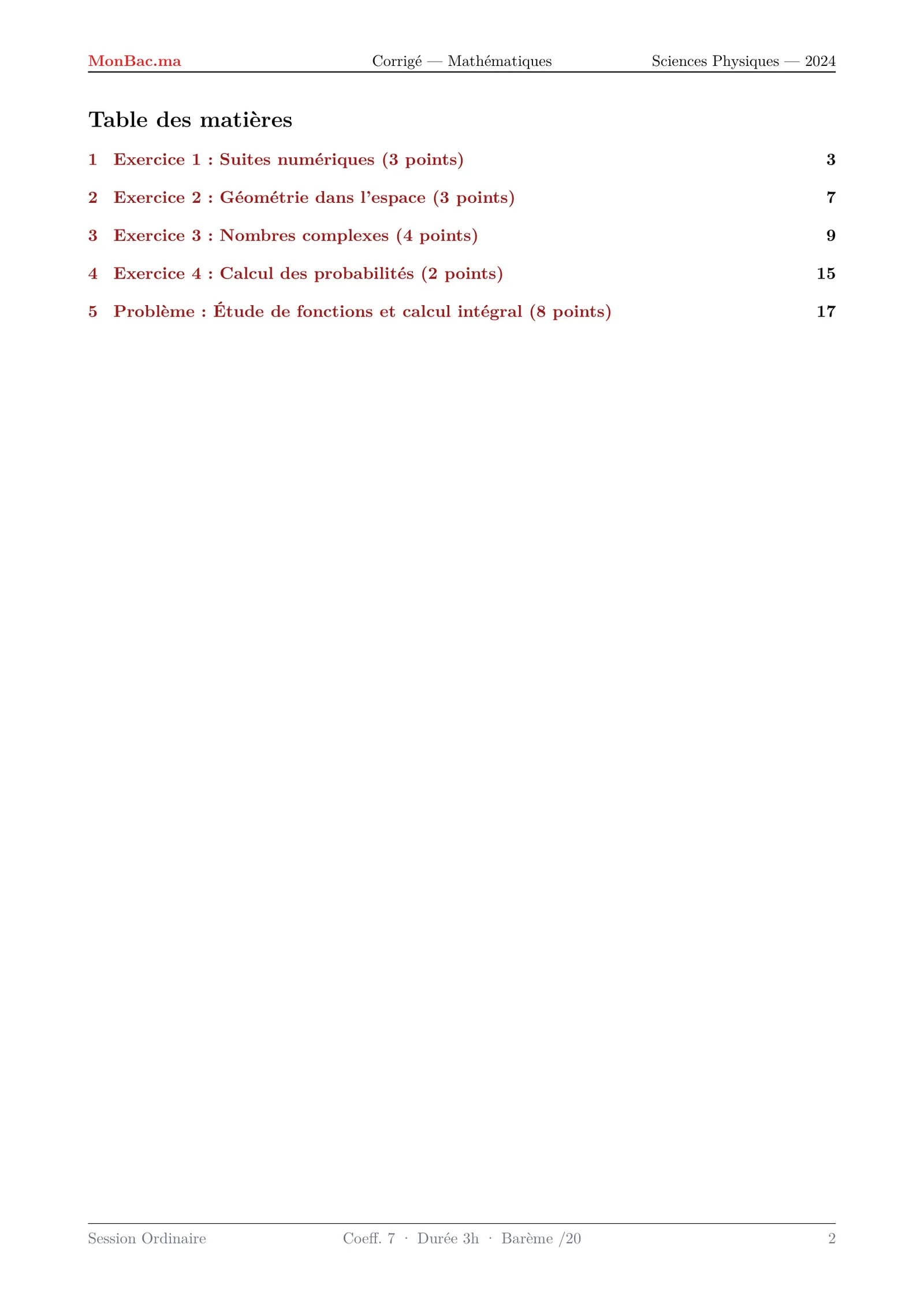 Corrige Math Bac PC 2024 page 2