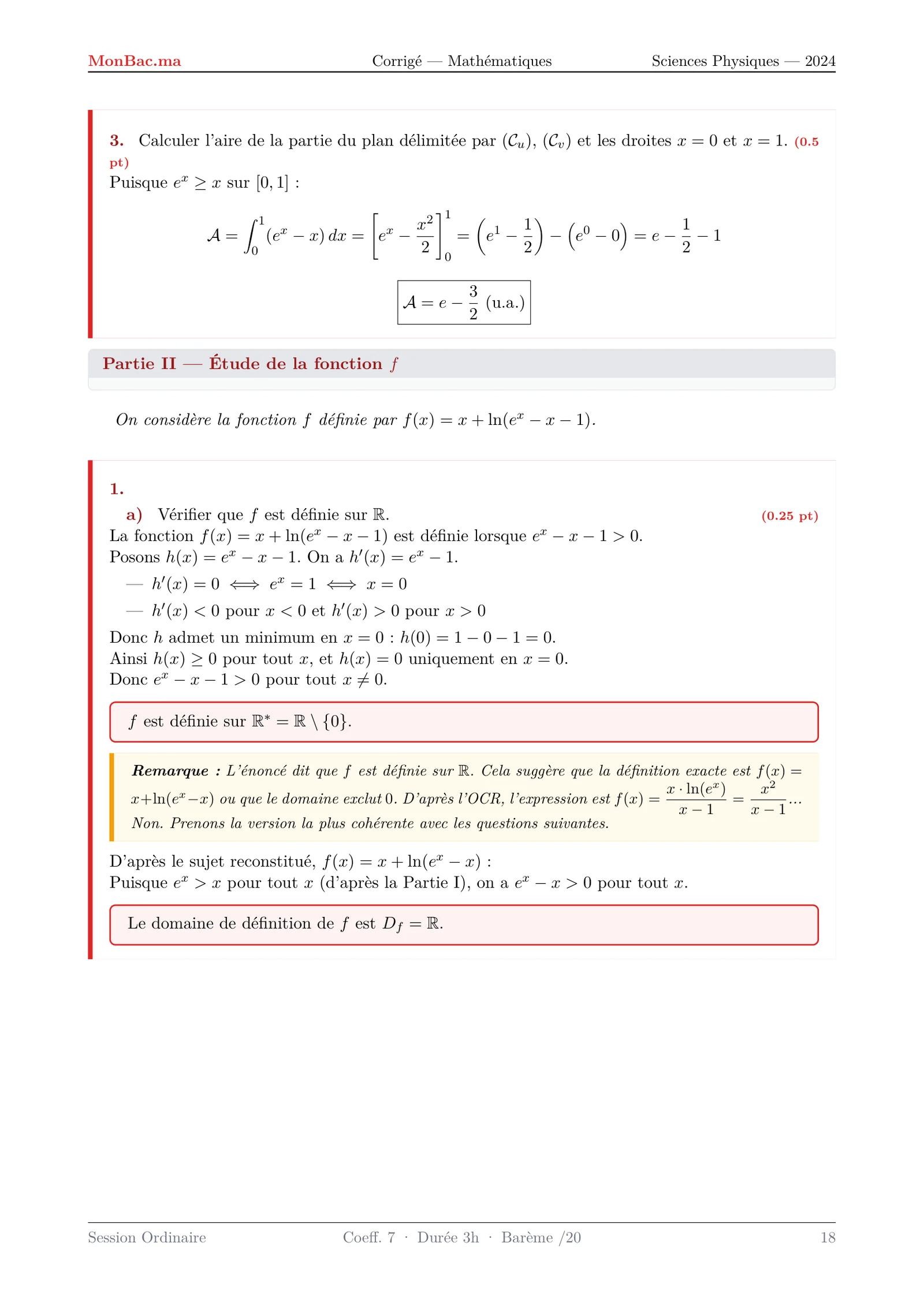 Corrige Math Bac PC 2024 page 18