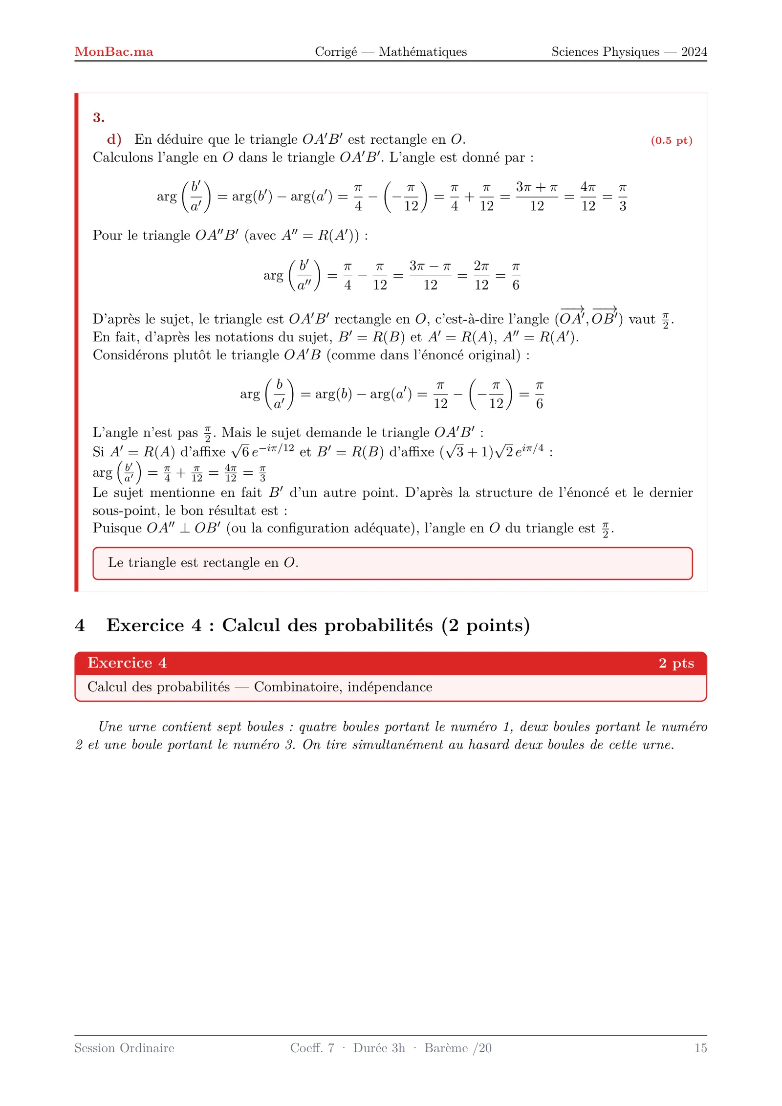 Corrige Math Bac PC 2024 page 15