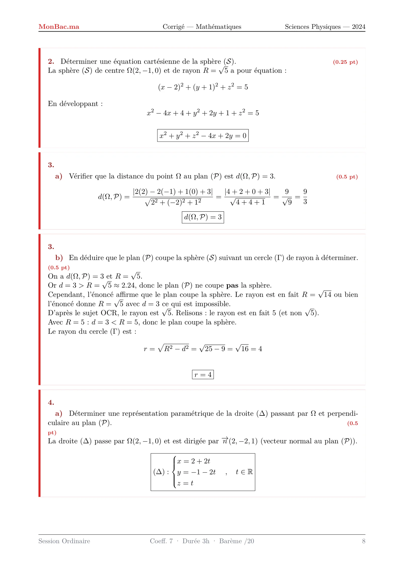 Corrige Math Bac PC 2024 page 8