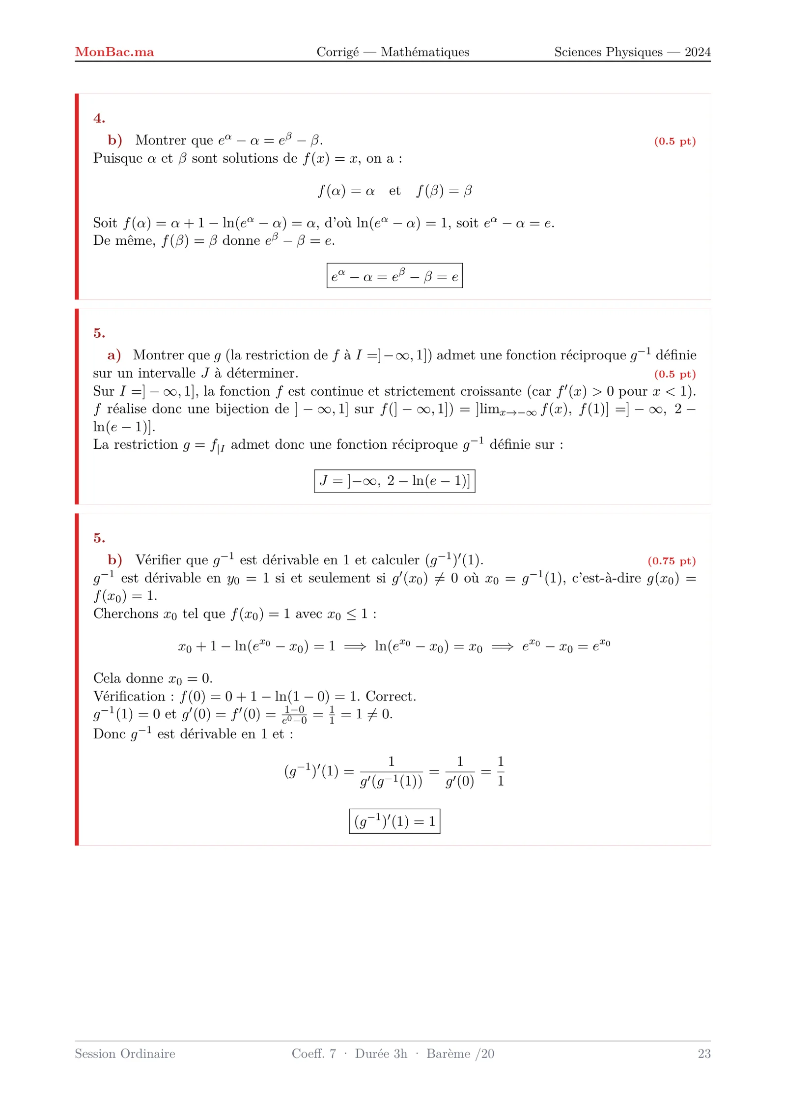 Corrige Math Bac PC 2024 page 23