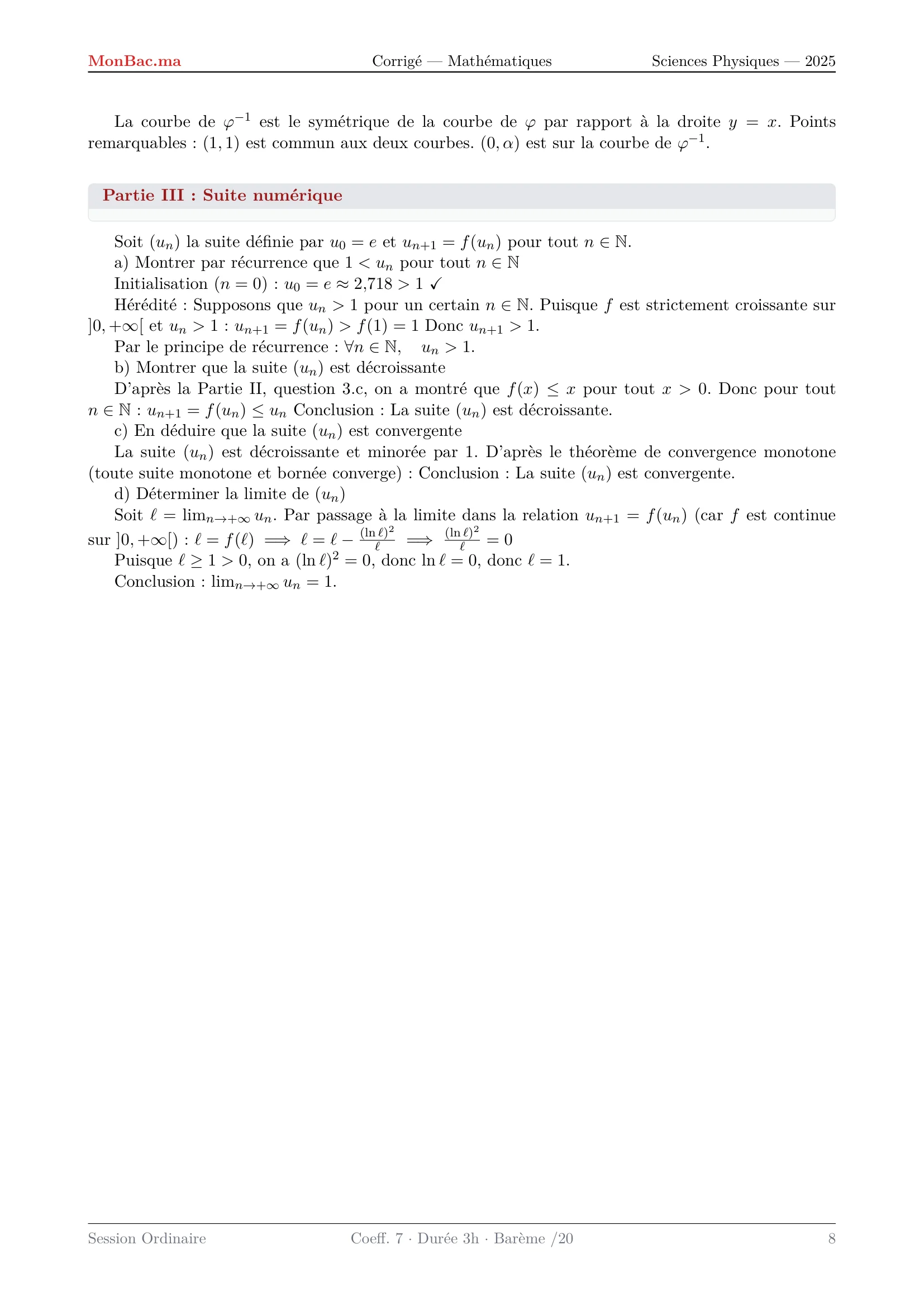 Corrige Math Bac PC 2025 page 8
