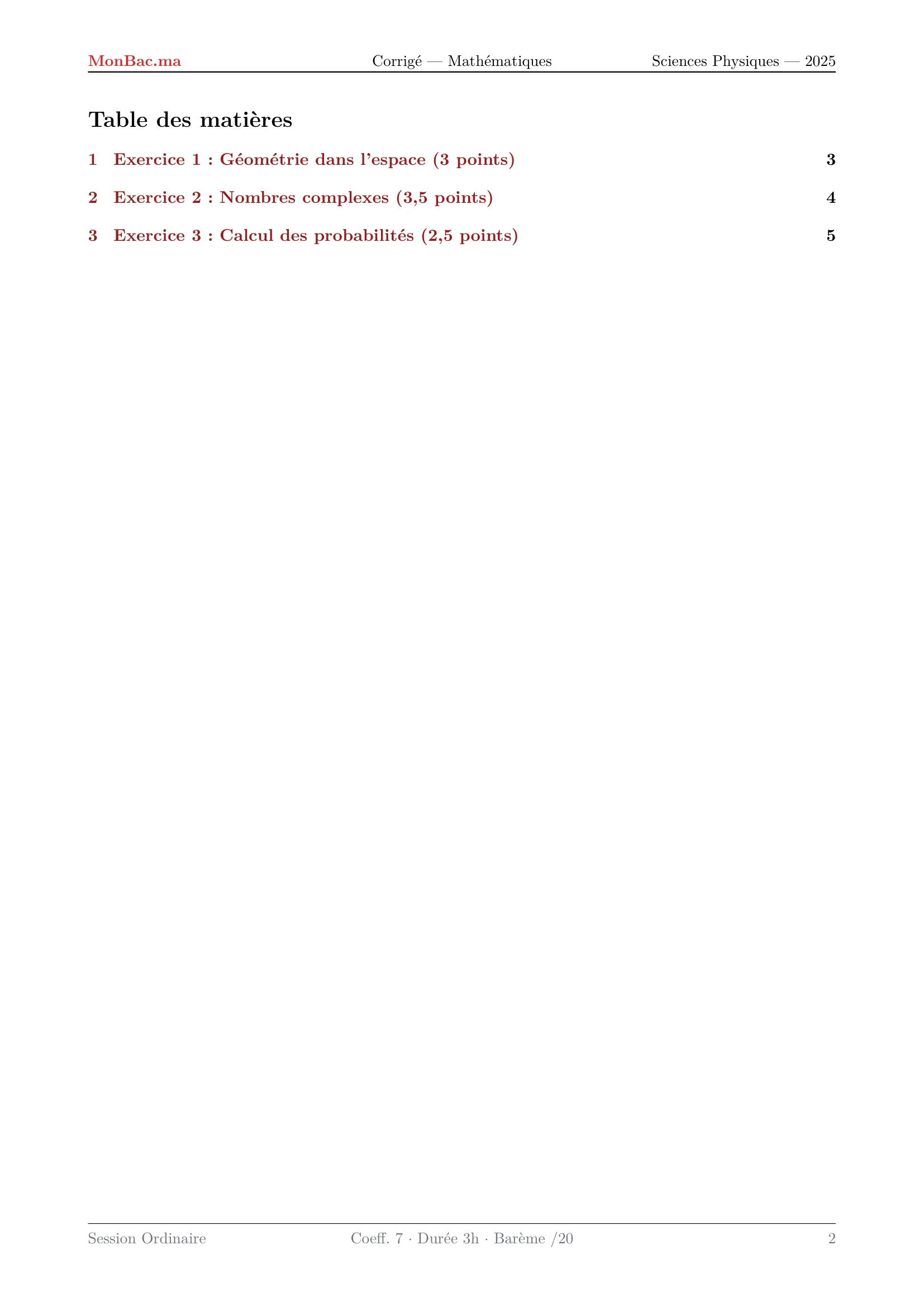 Corrige Math Bac PC 2025 page 2