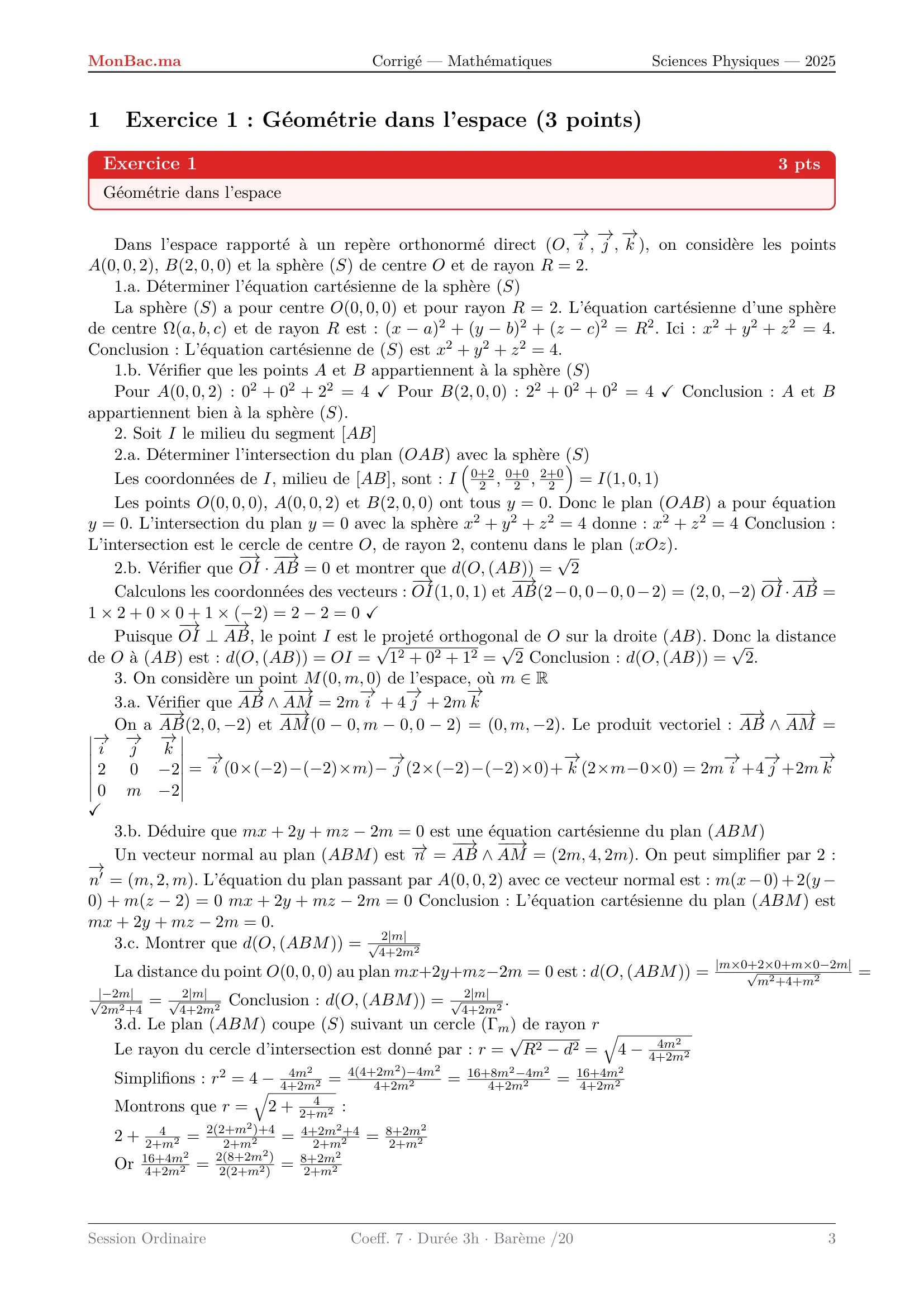 Corrige Math Bac PC 2025 page 3
