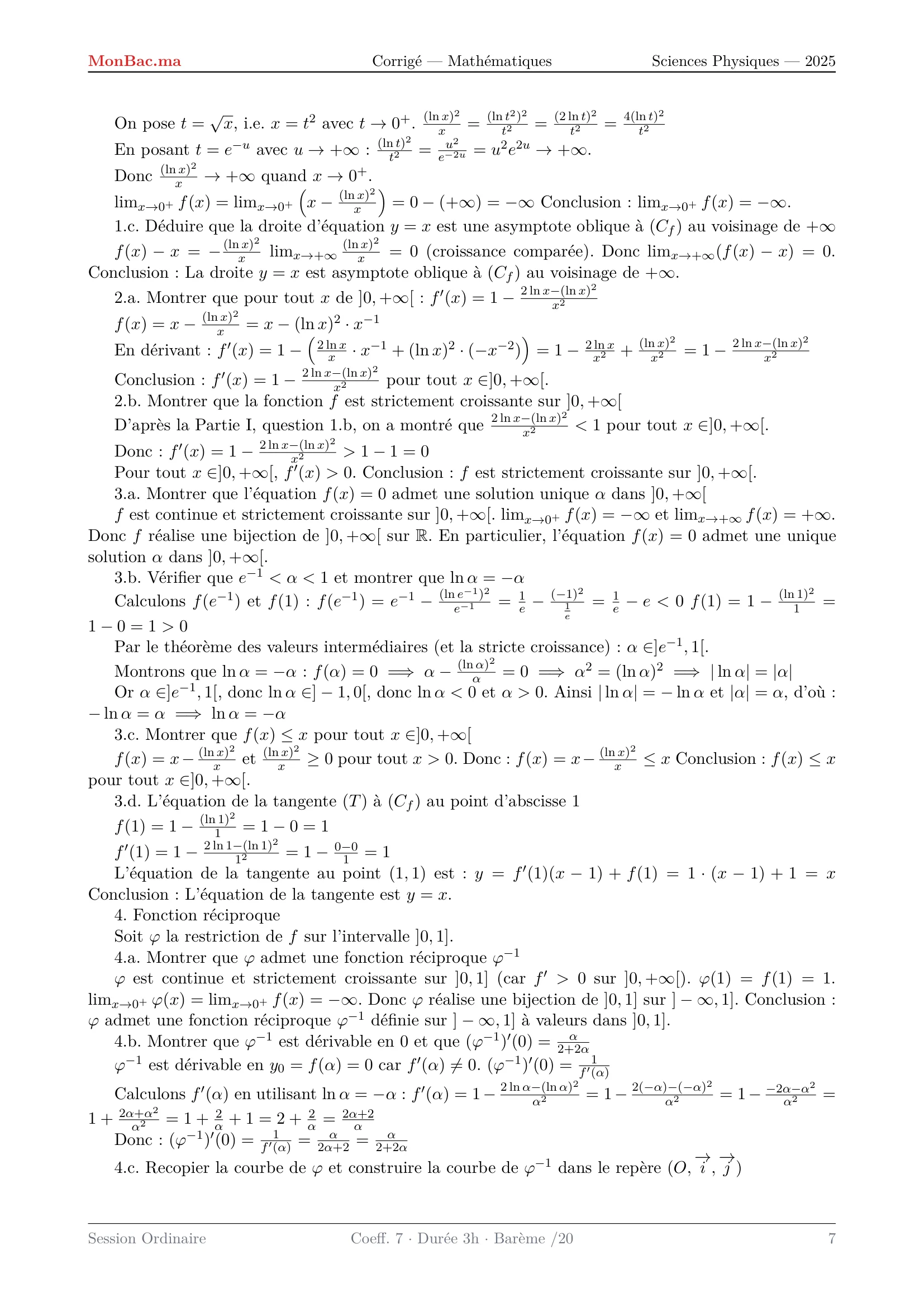 Corrige Math Bac PC 2025 page 7