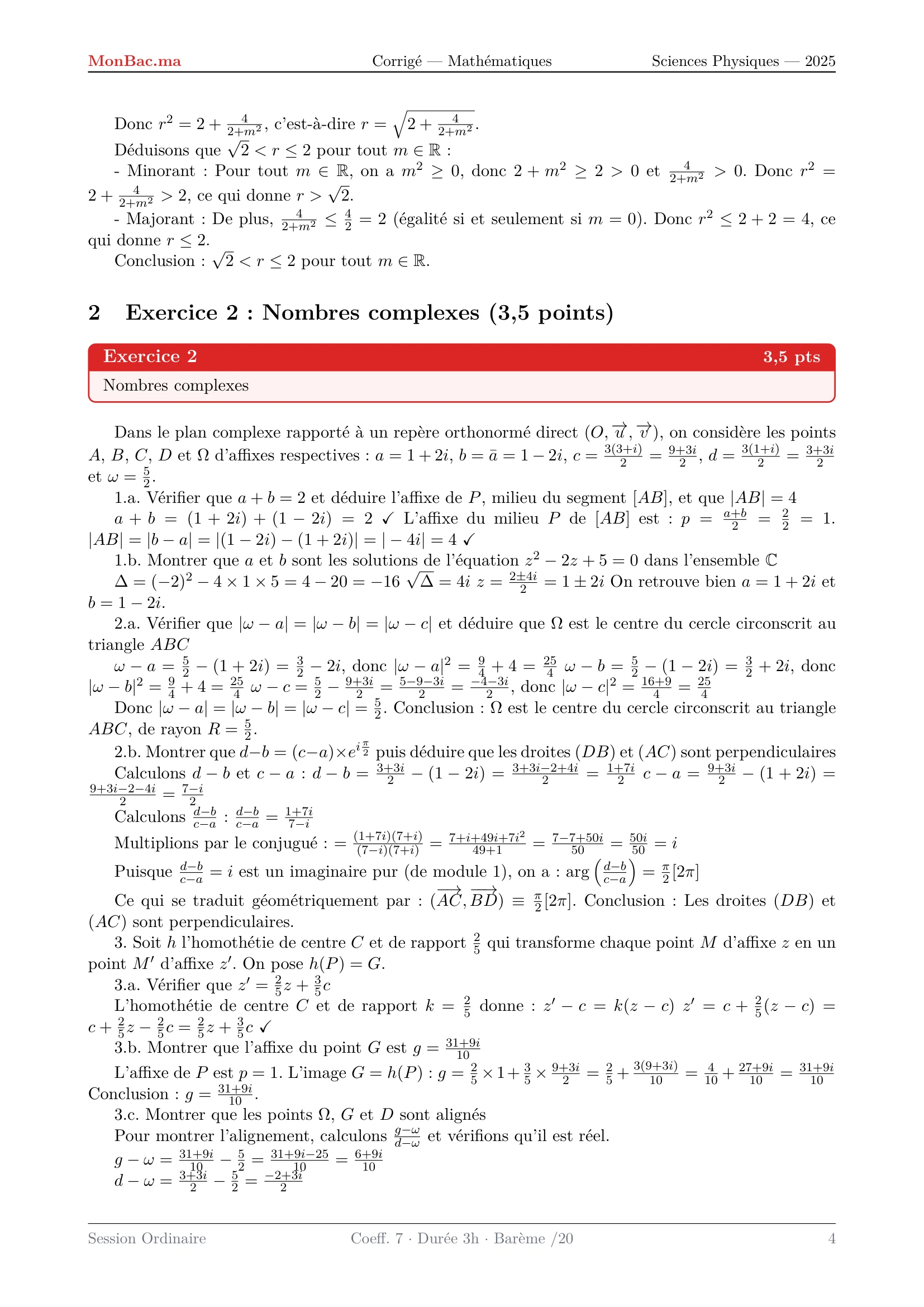 Corrige Math Bac PC 2025 page 4