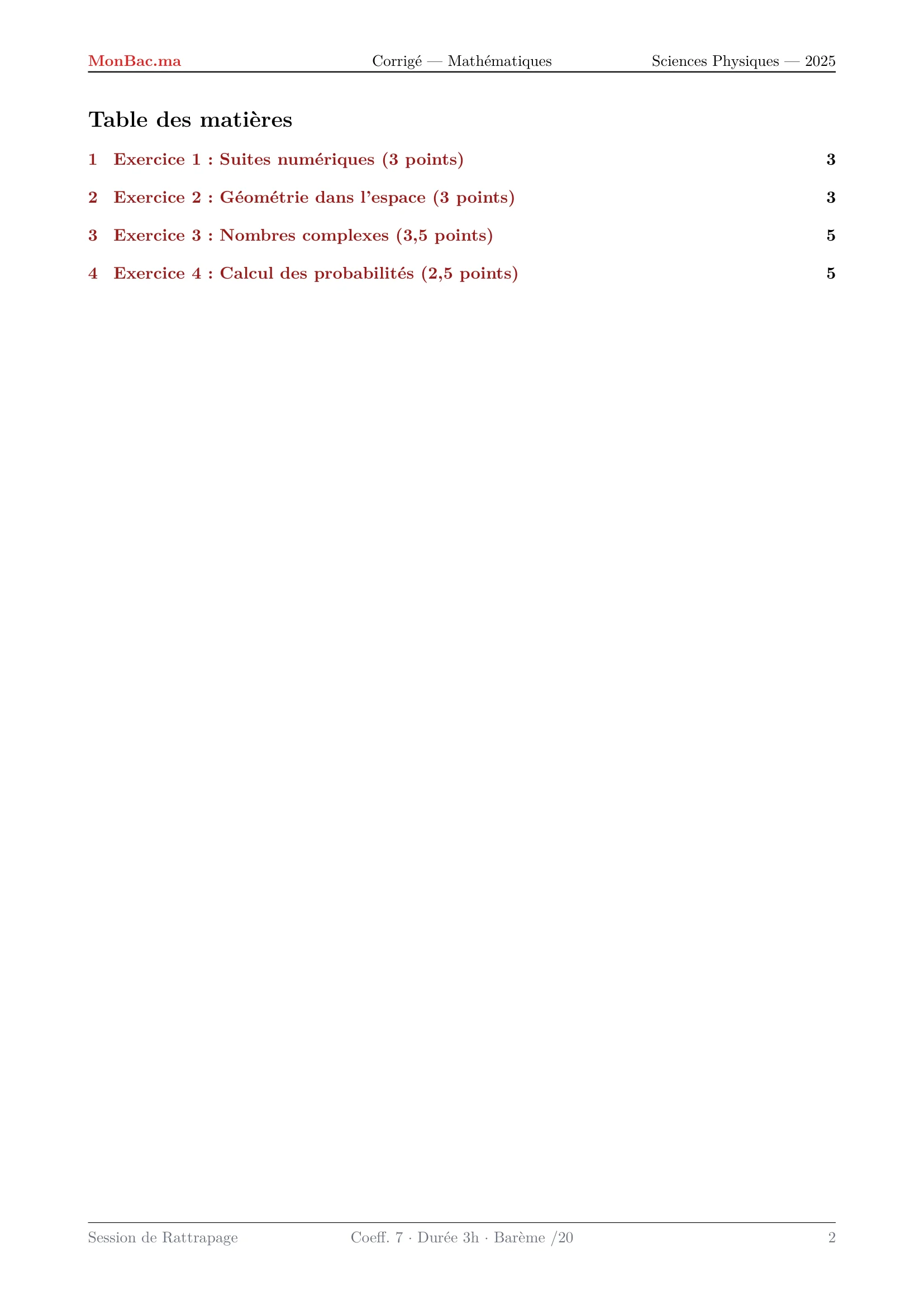 Corrige Math Bac PC 2025 page 2