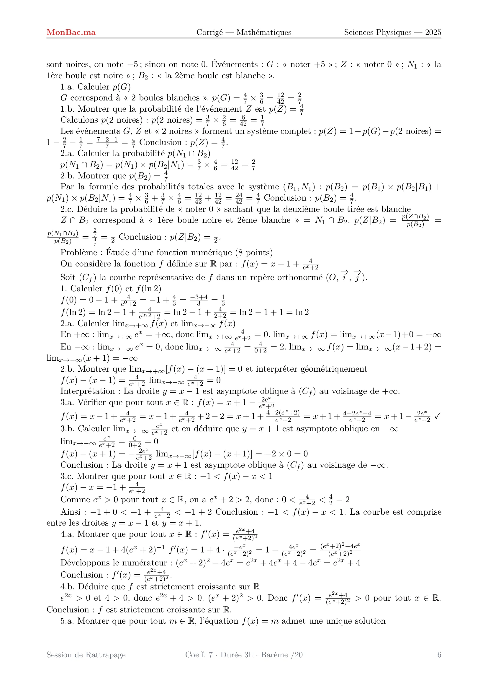 Corrige Math Bac PC 2025 page 6