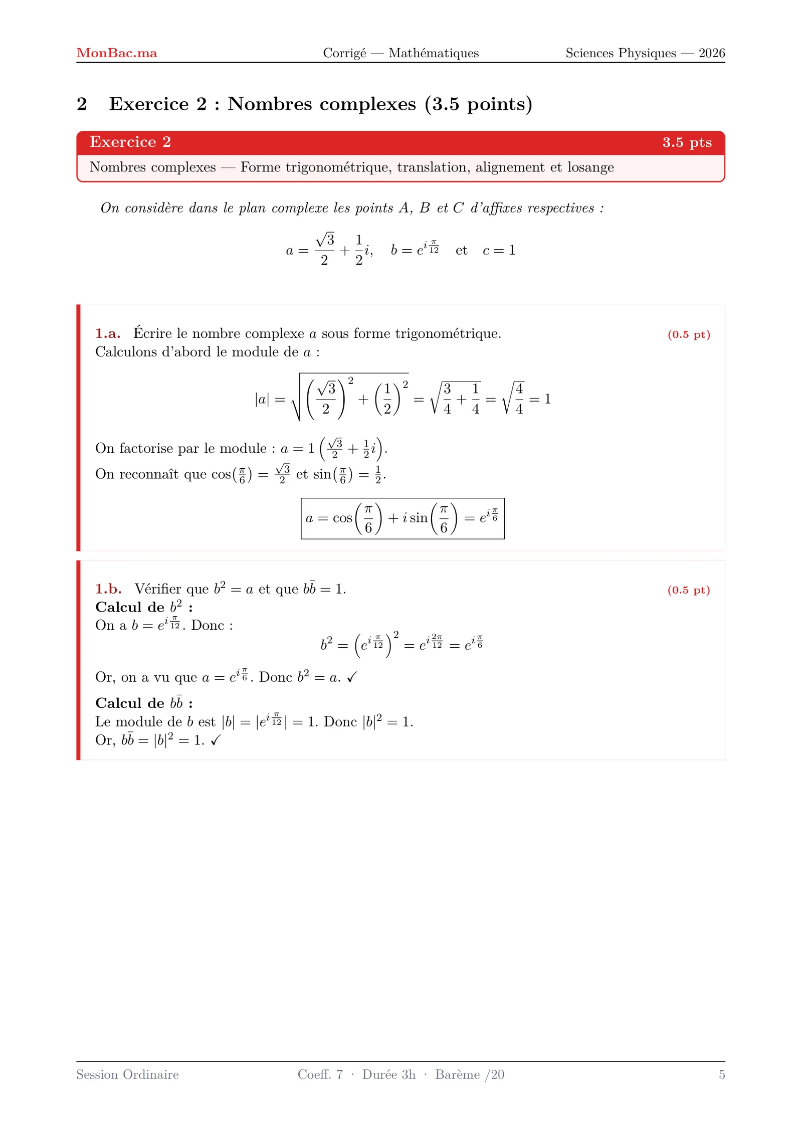 Corrige Math Bac PC 2026 page 5