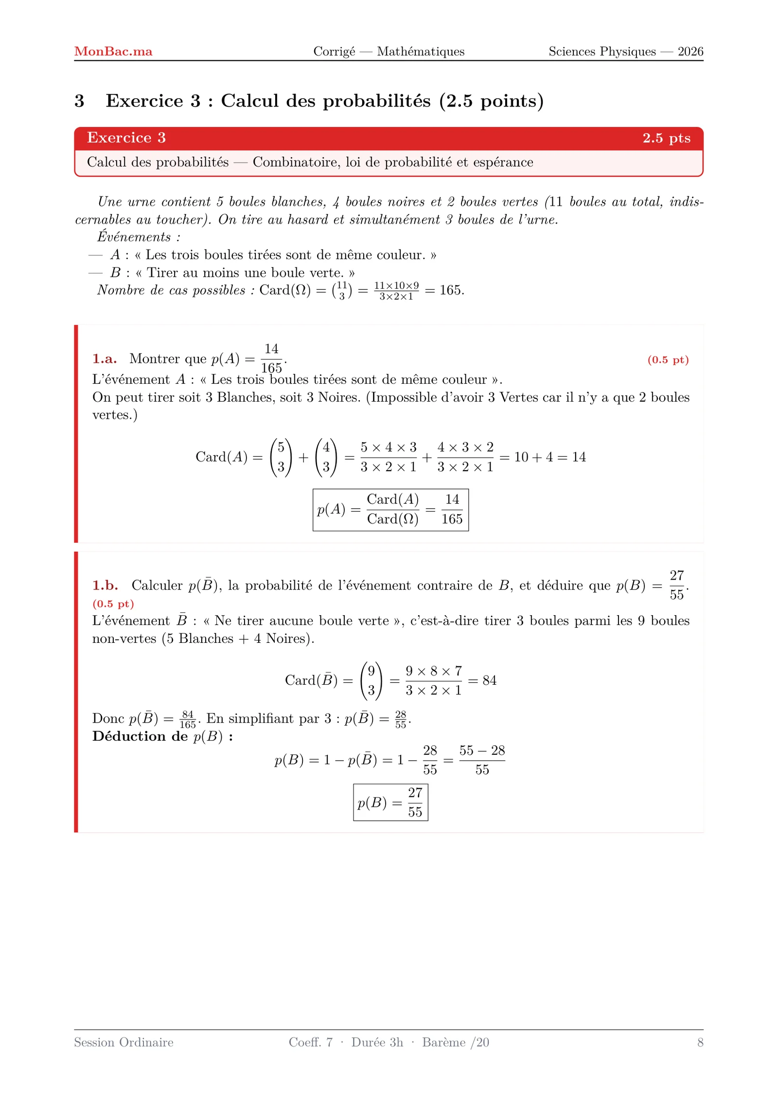 Corrige Math Bac PC 2026 page 8