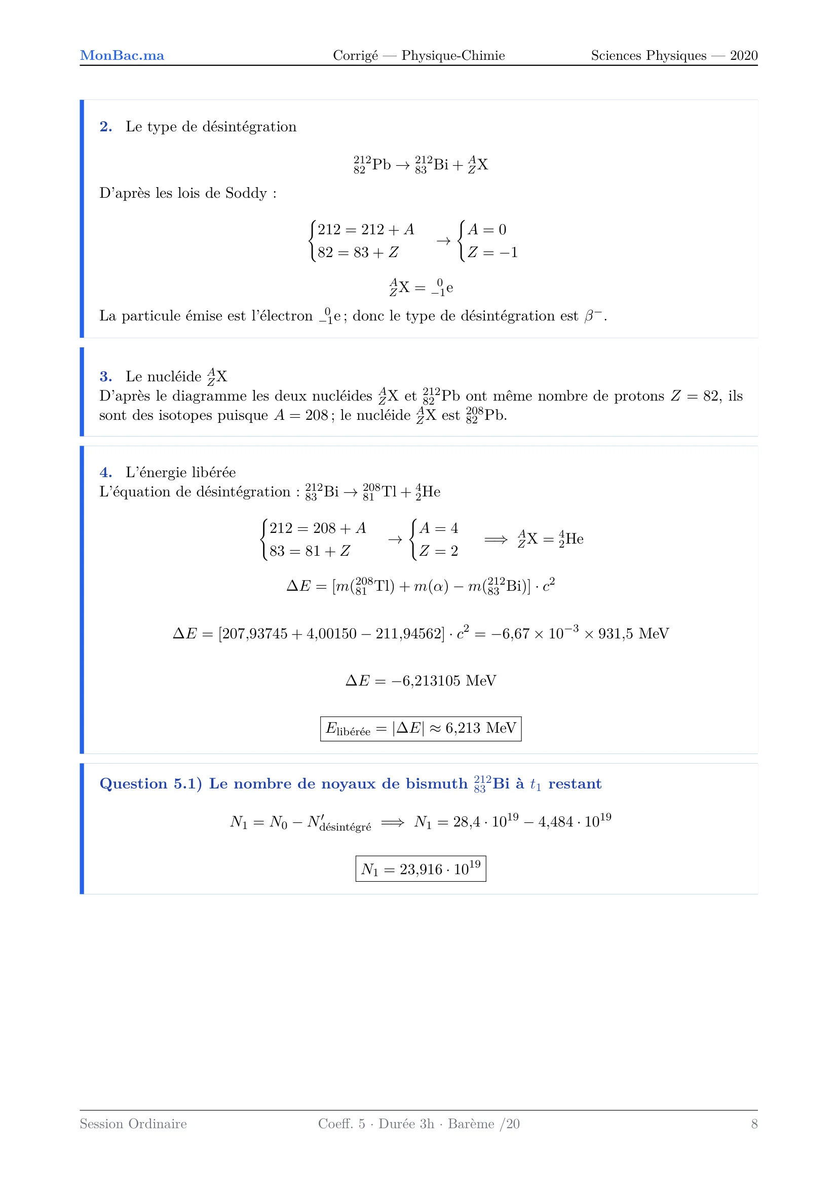 Corrige Physique Bac PC 2020 page 8