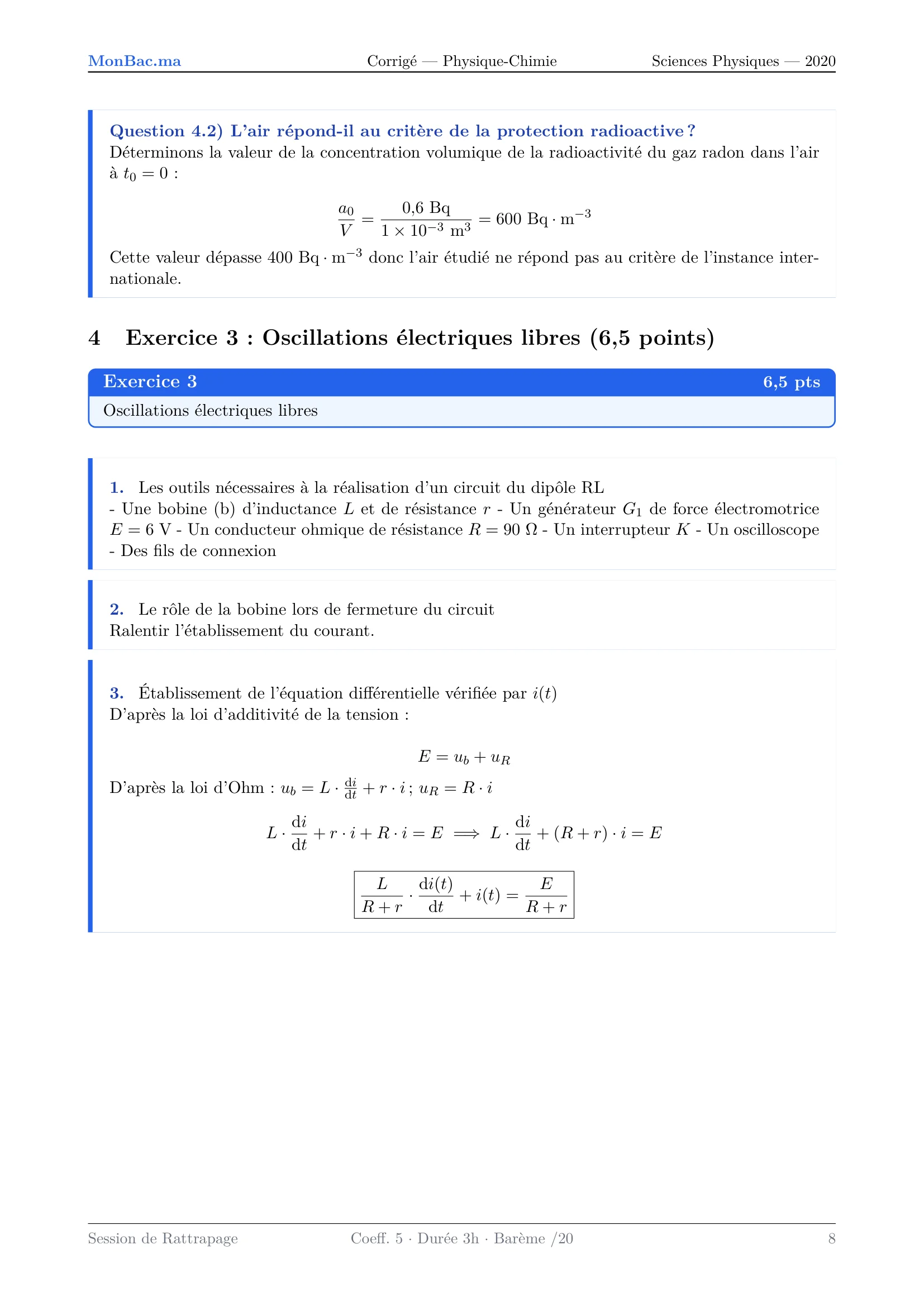Corrige Physique Bac PC 2020 page 8
