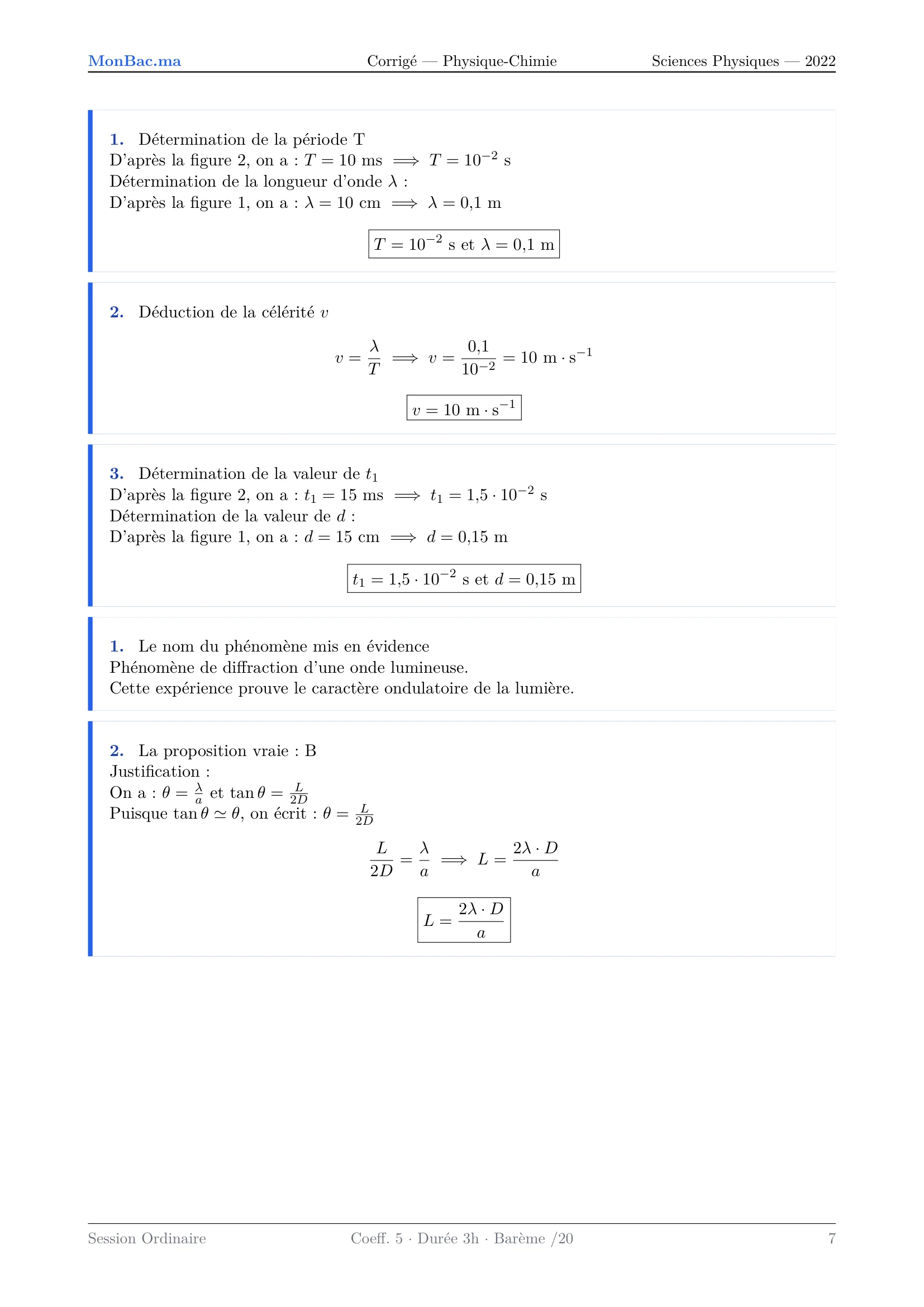 Corrige Physique Bac PC 2022 page 7