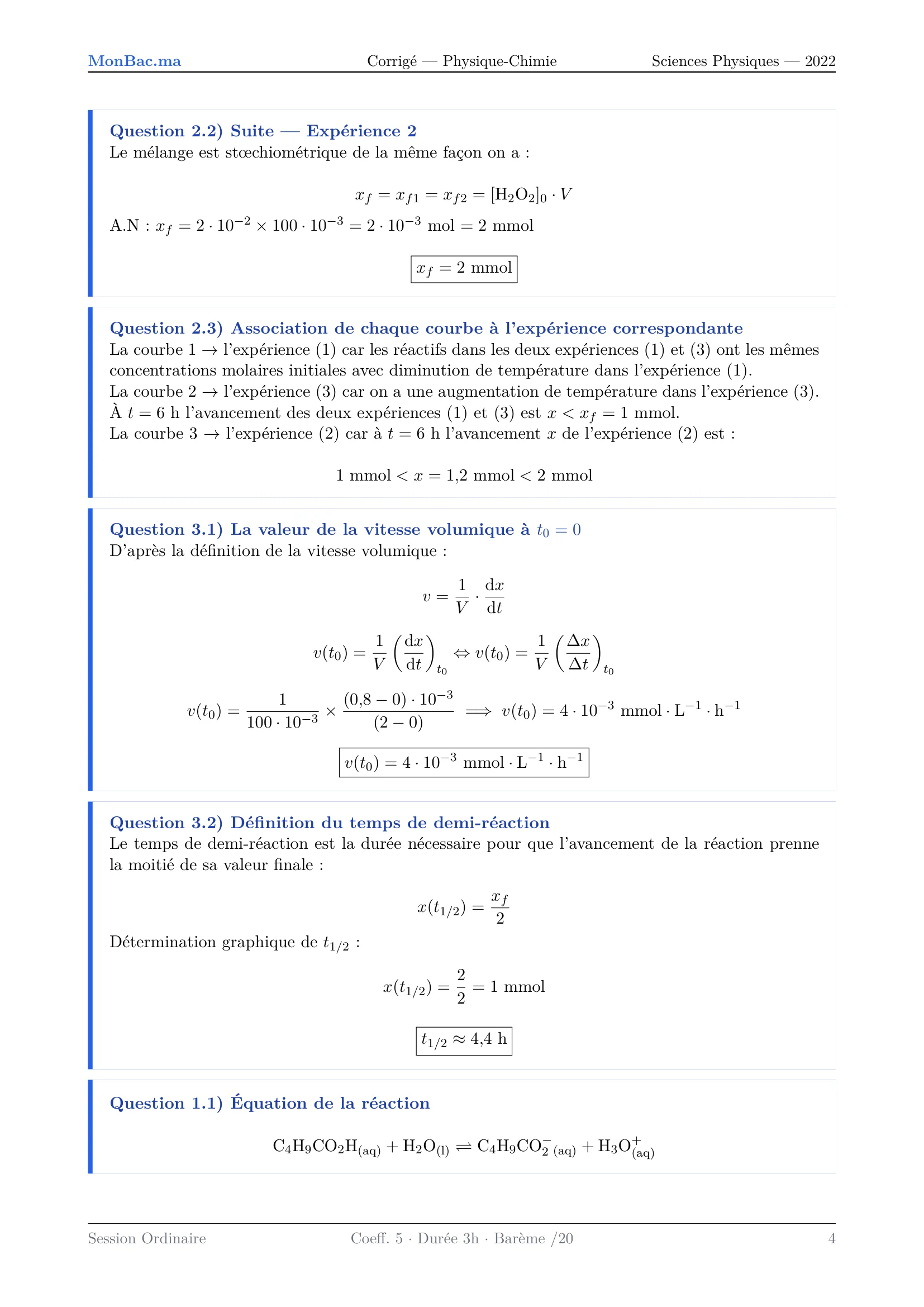 Corrige Physique Bac PC 2022 page 4