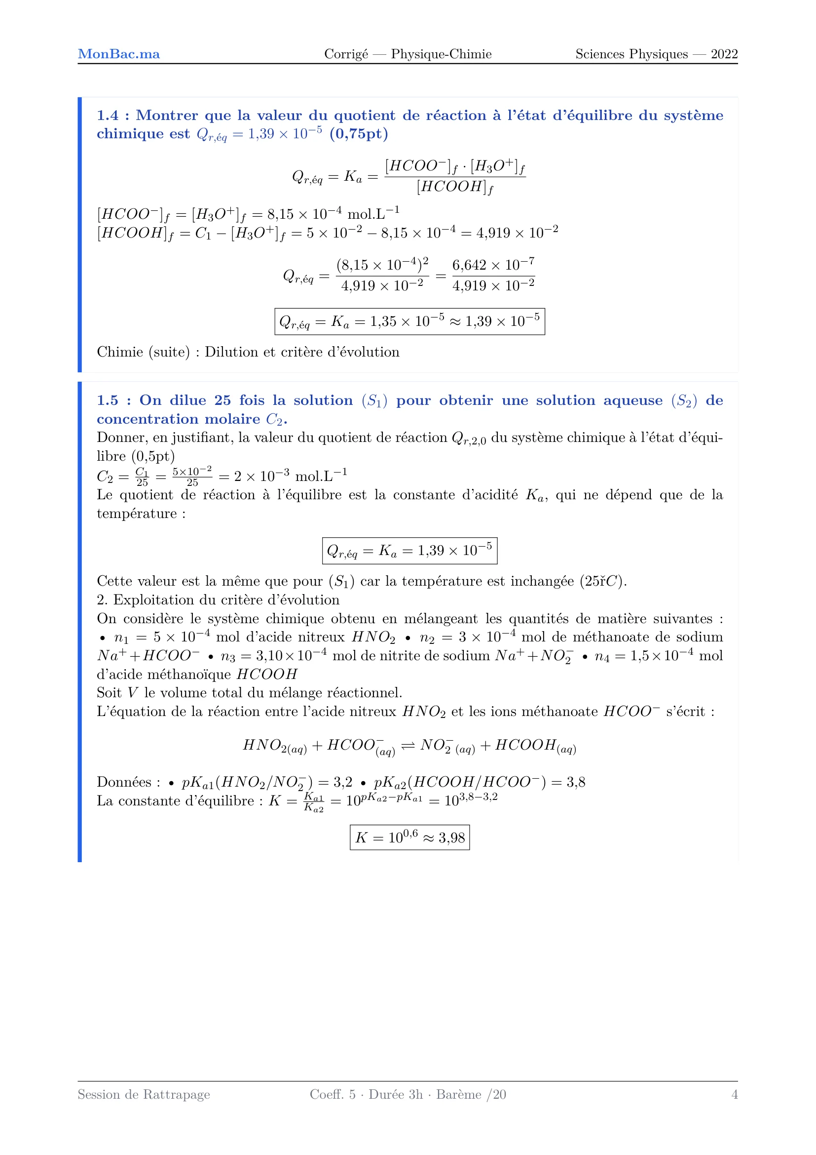 Corrige Physique Bac PC 2022 page 4