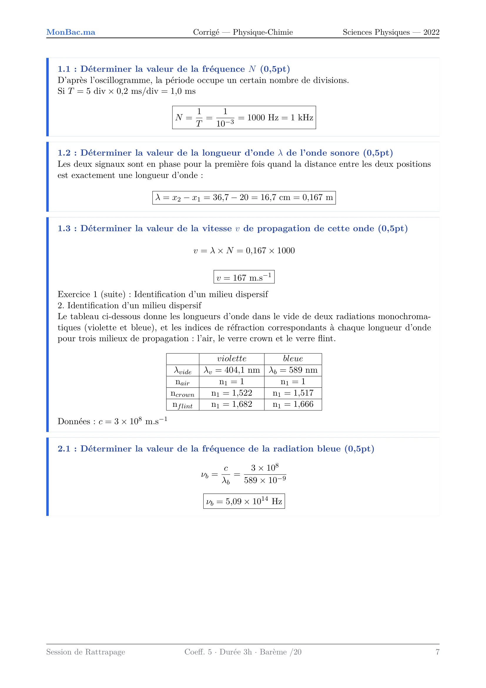 Corrige Physique Bac PC 2022 page 7