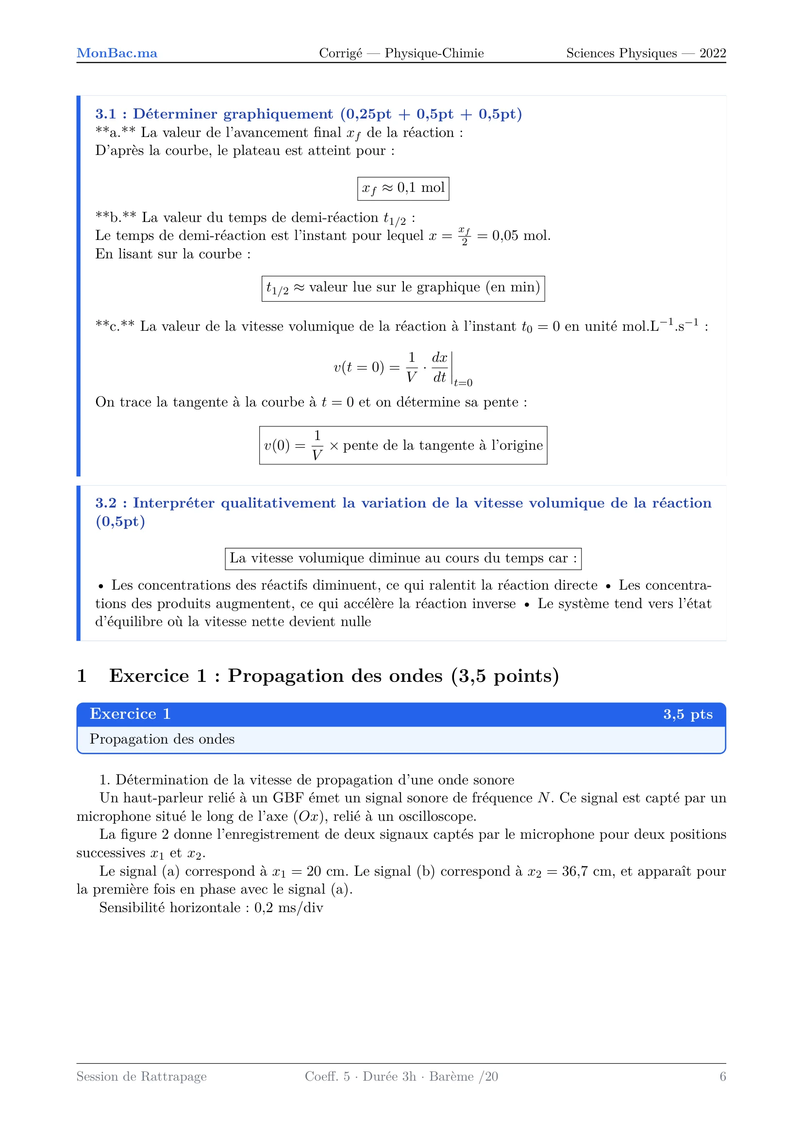 Corrige Physique Bac PC 2022 page 6