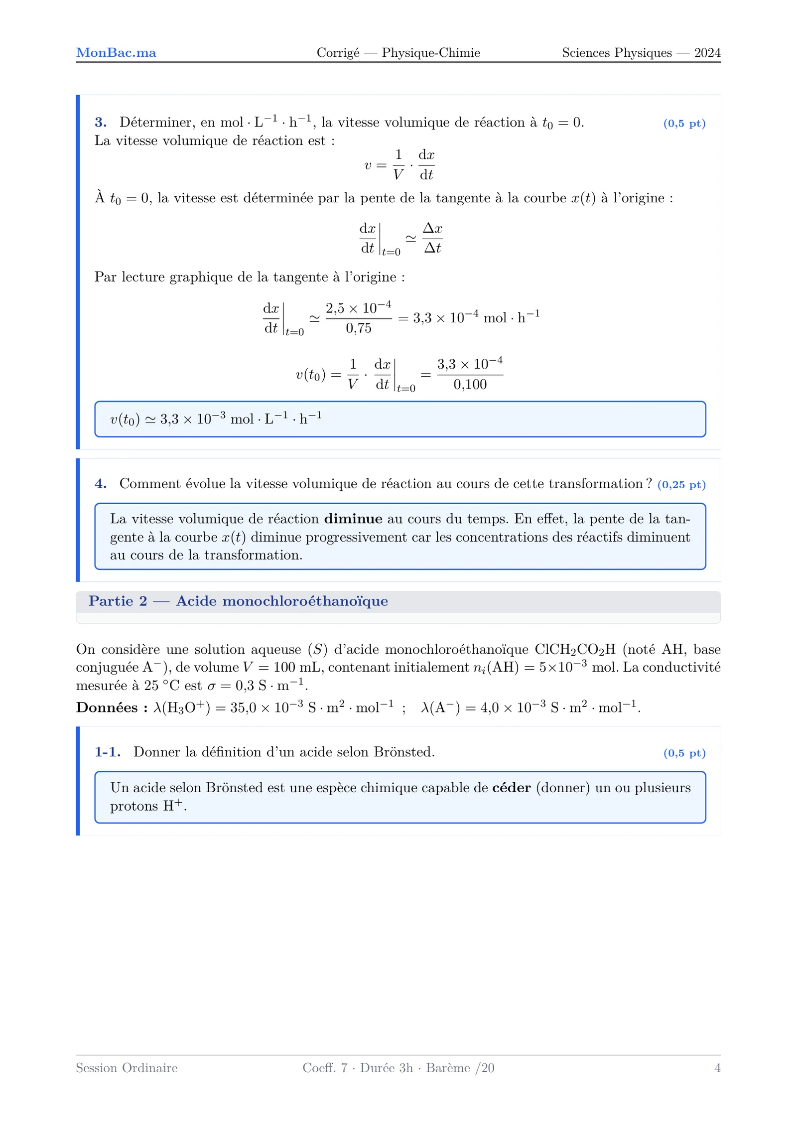 Corrige Physique Bac PC 2024 page 4