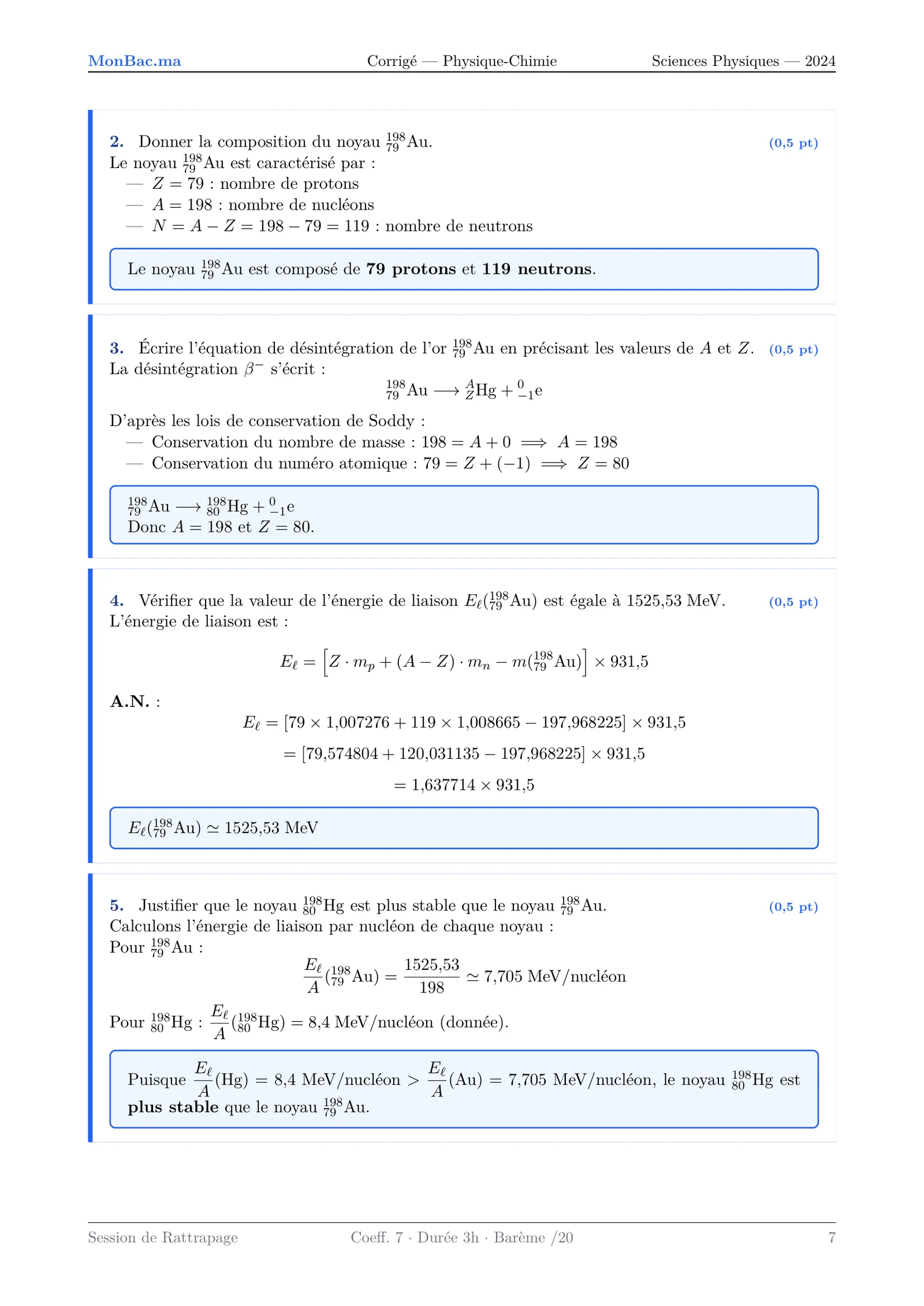 Corrige Physique Bac PC 2024 page 7