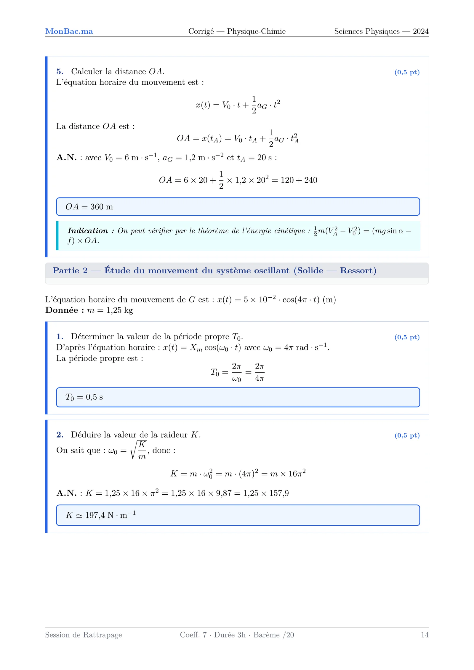 Corrige Physique Bac PC 2024 page 14