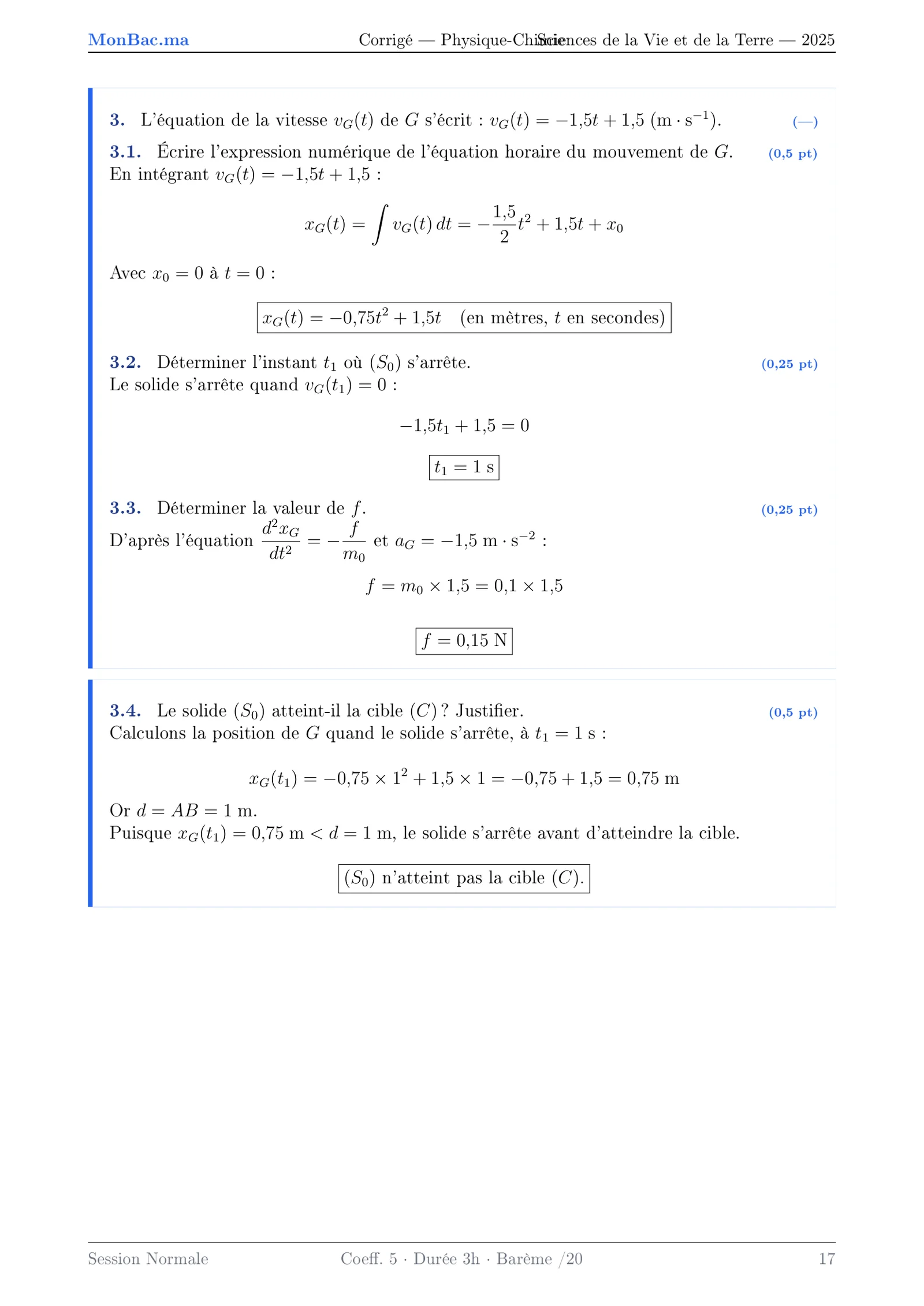 Corrige Physique Bac PC 2025 page 17