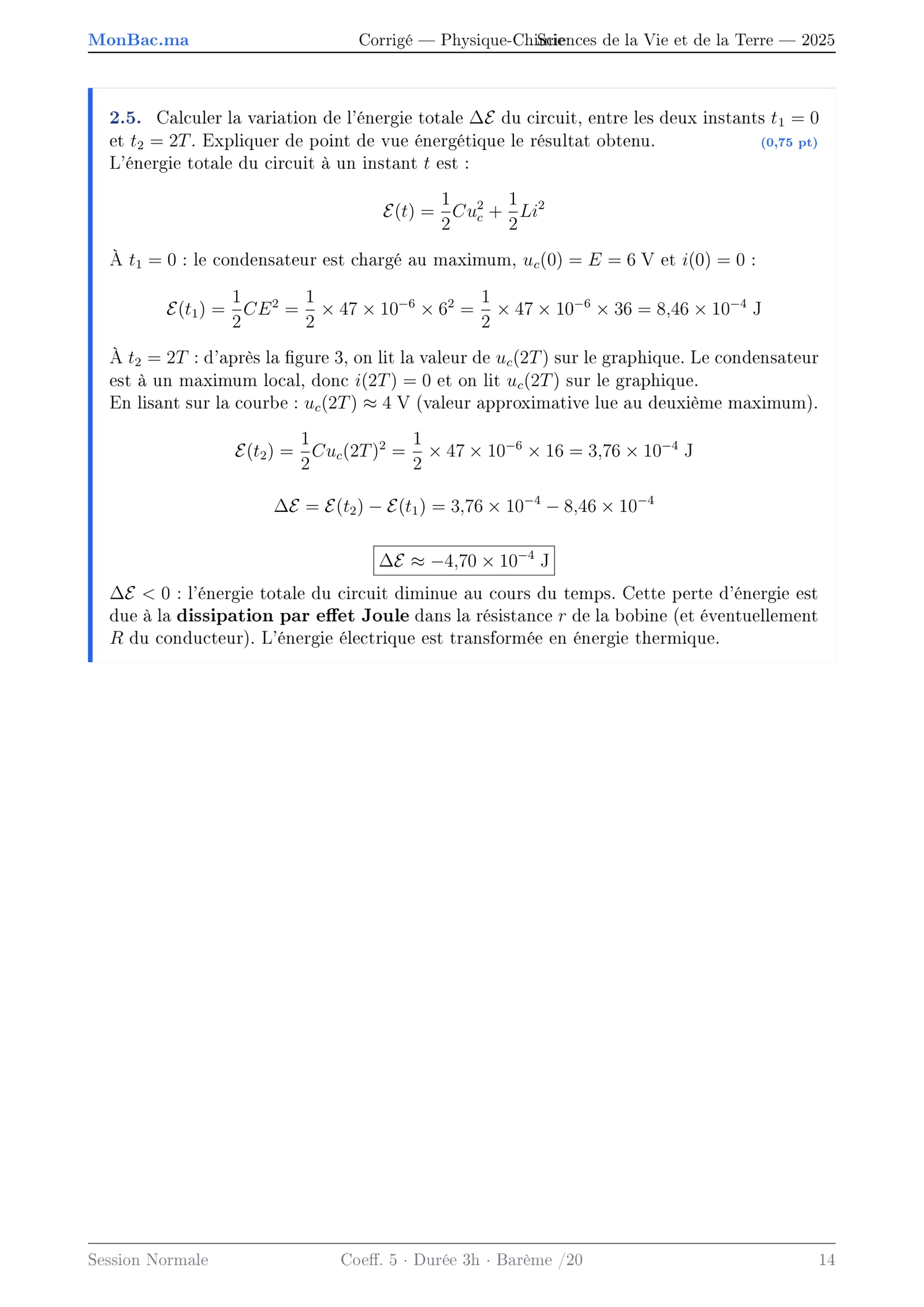 Corrige Physique Bac PC 2025 page 14