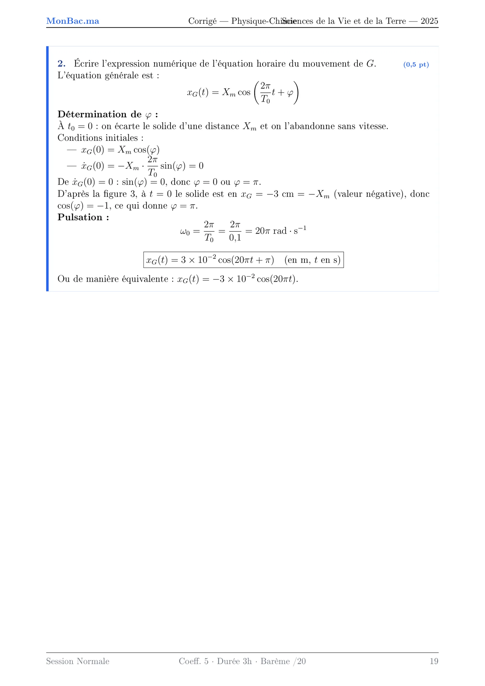 Corrige Physique Bac PC 2025 page 19