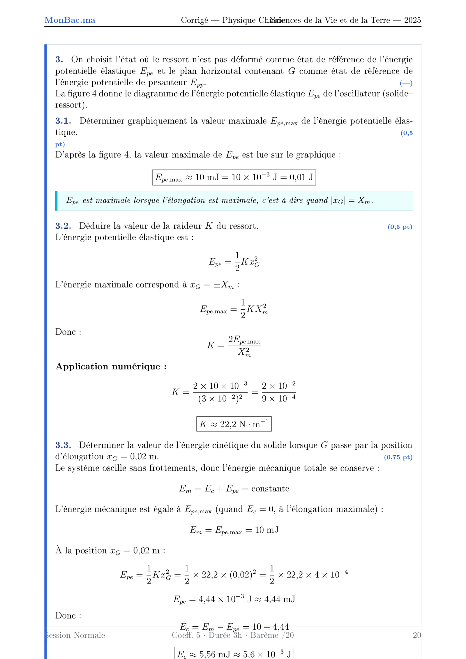 Corrige Physique Bac PC 2025 page 20