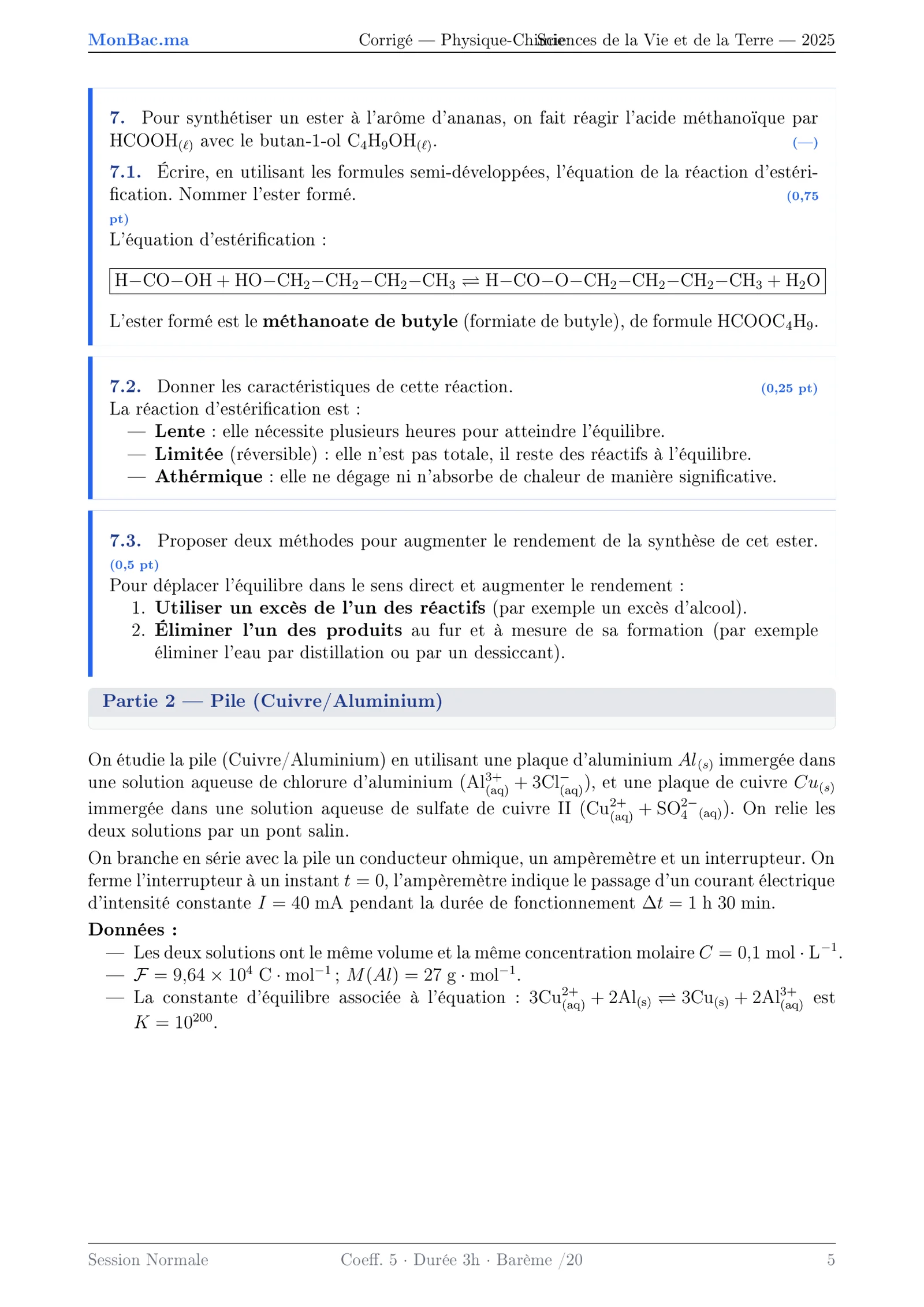 Corrige Physique Bac PC 2025 page 5