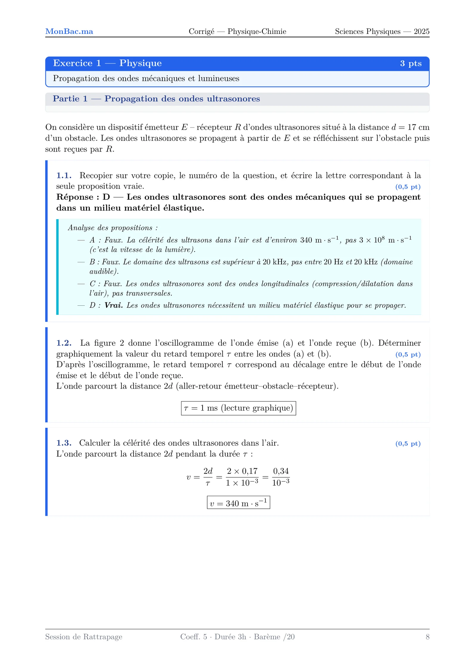 Corrige Physique Bac PC 2025 page 8