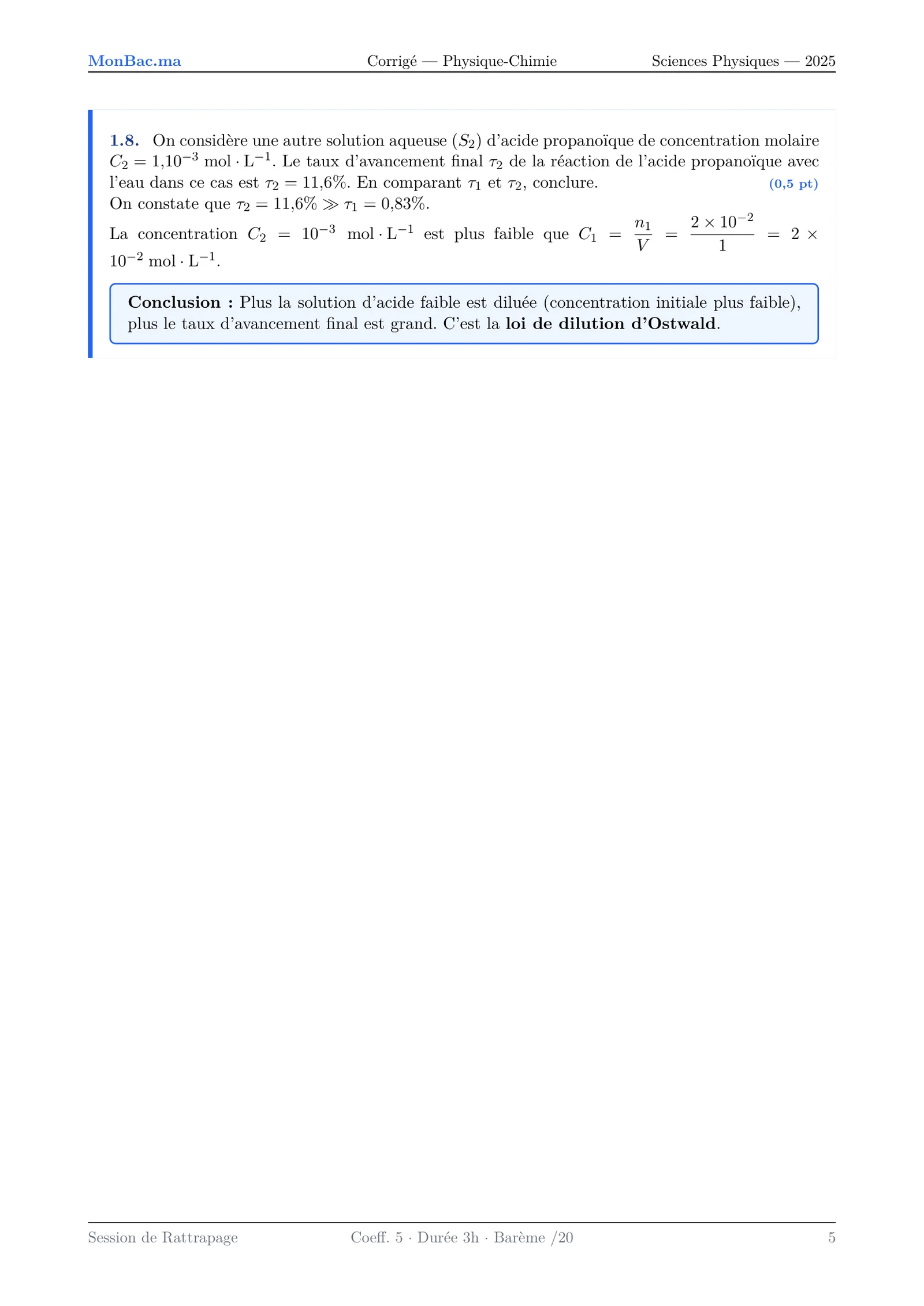 Corrige Physique Bac PC 2025 page 5