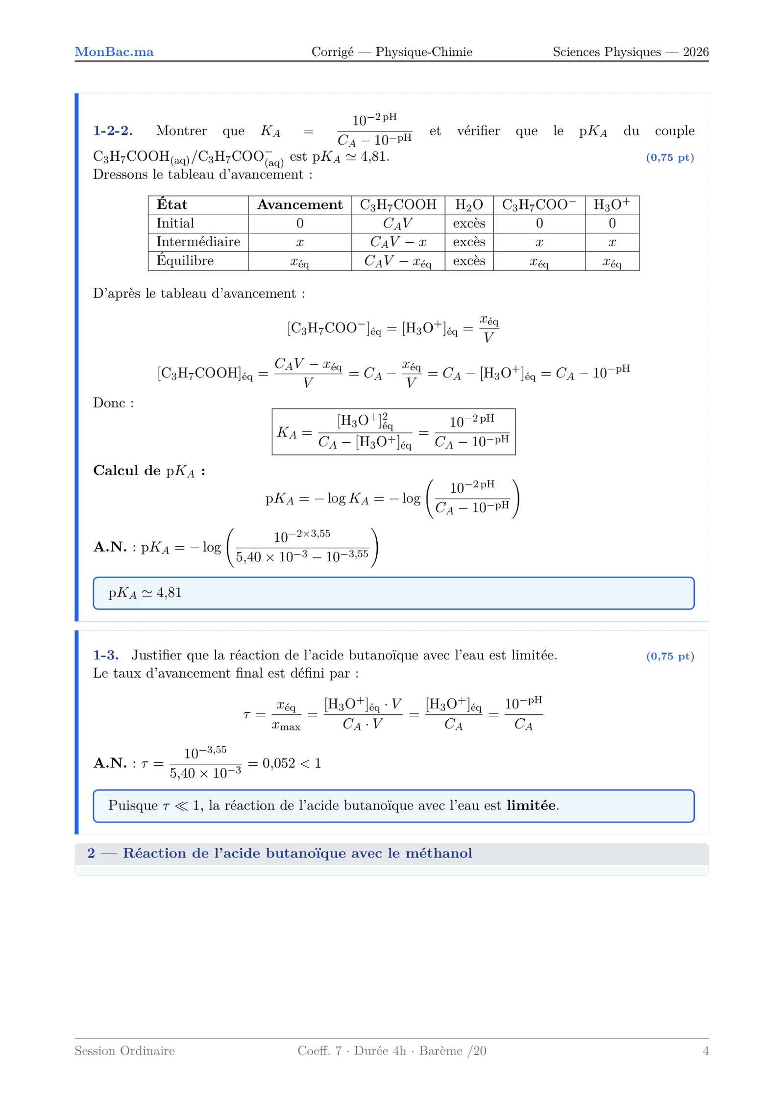 Corrige Physique Bac PC 2026 page 4