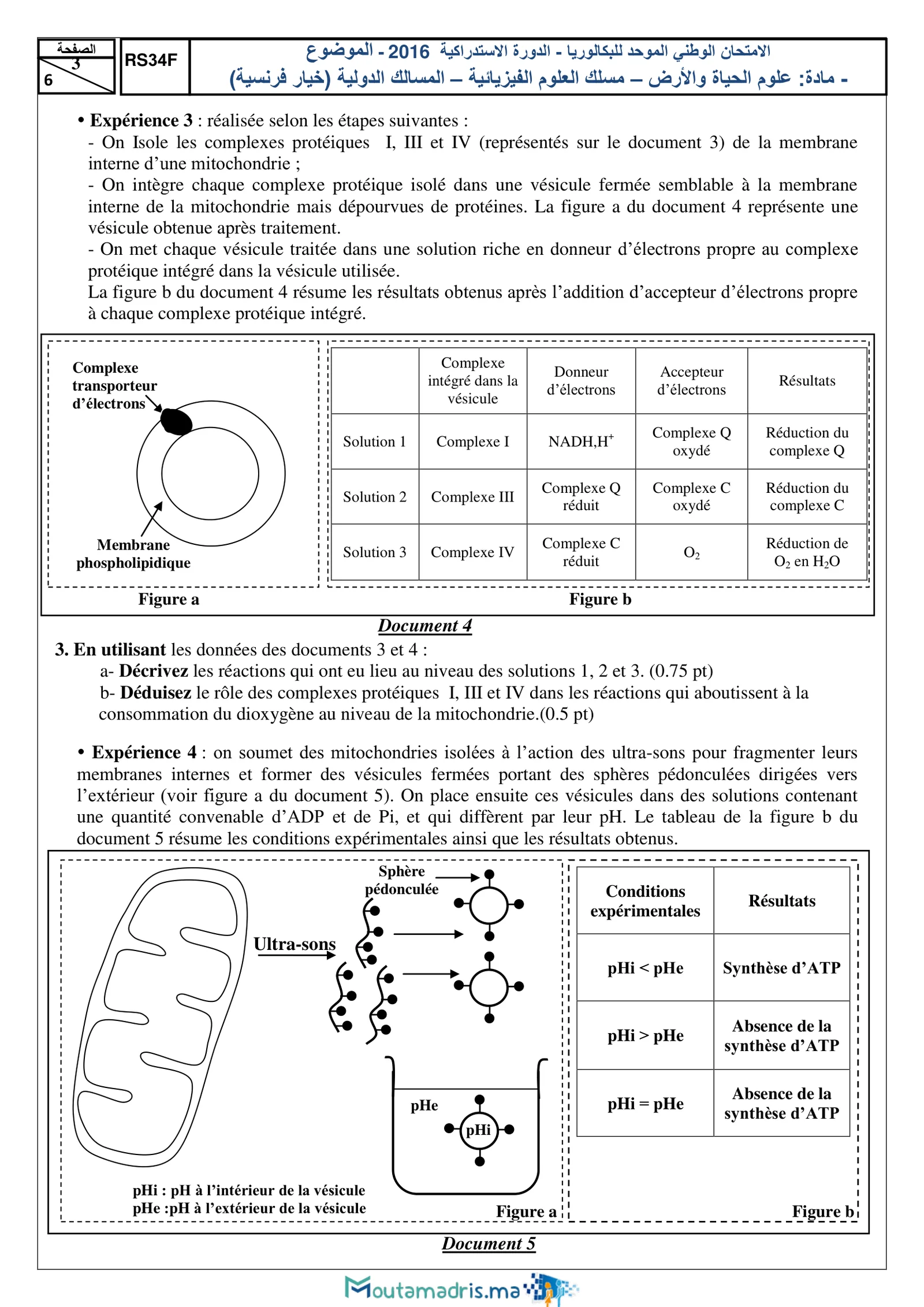 Sujet SVT Bac PC 2016 page 3