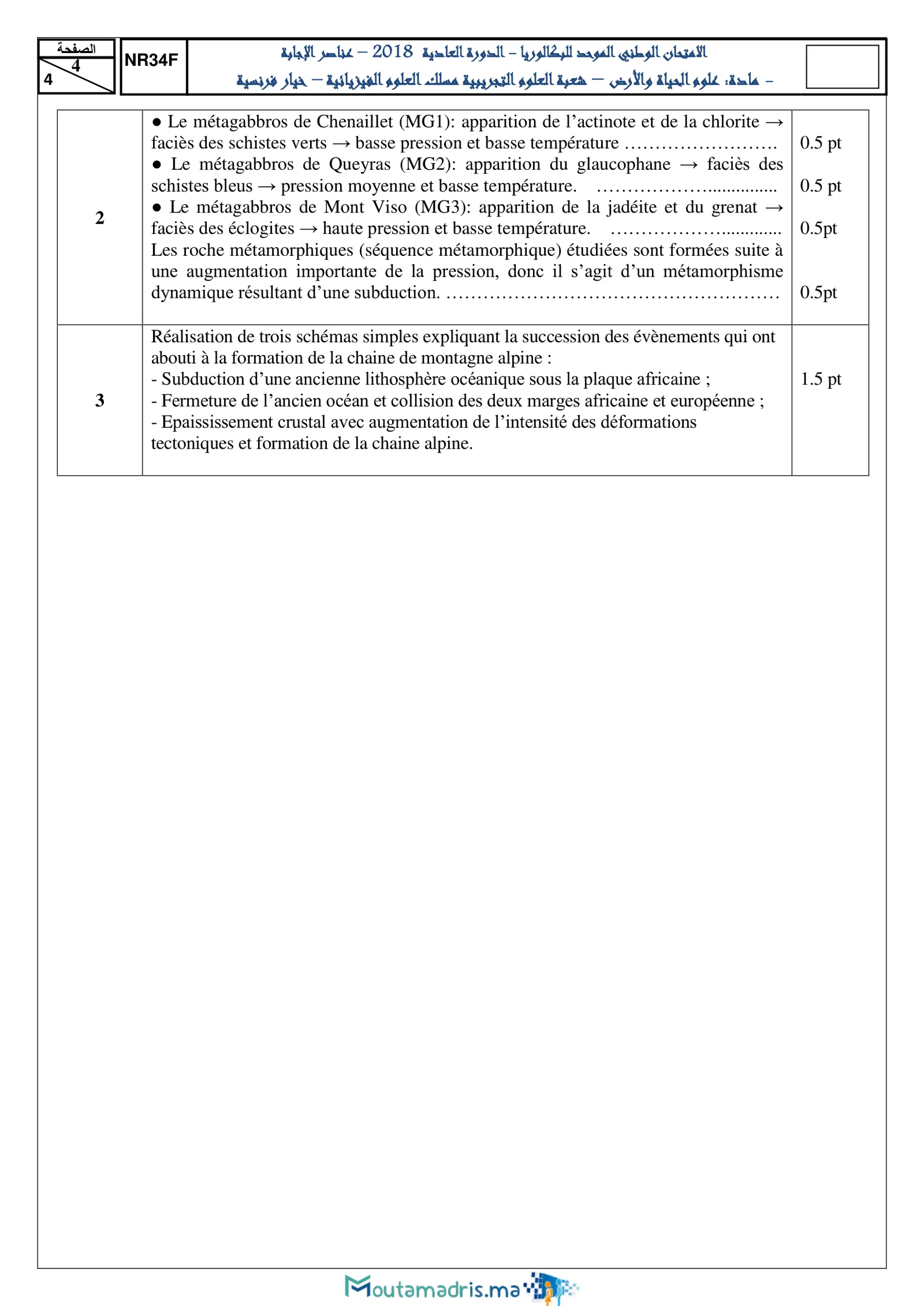 Corrige SVT Bac PC 2018 page 4