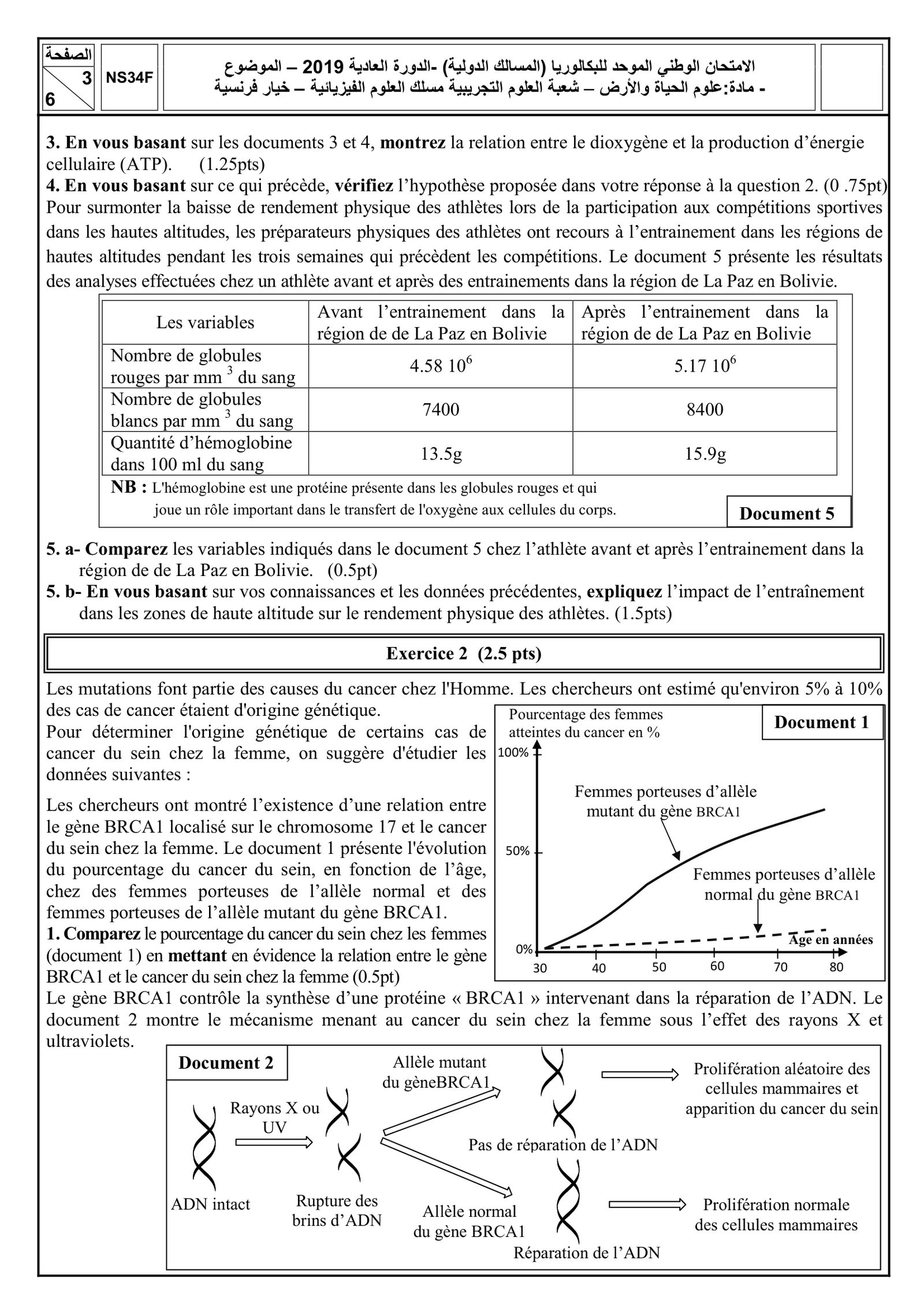 Sujet SVT Bac PC 2019 page 3