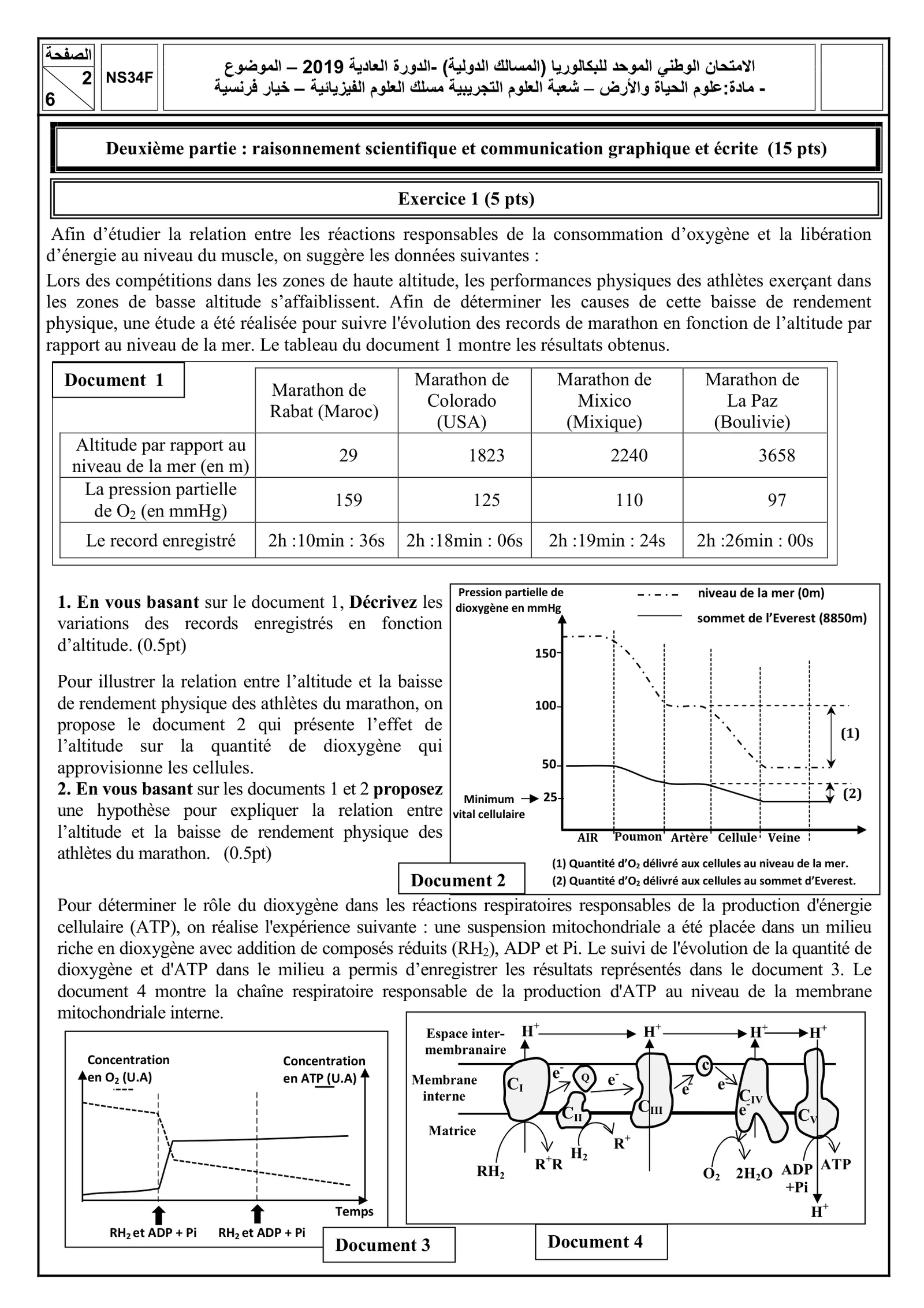 Sujet SVT Bac PC 2019 page 2
